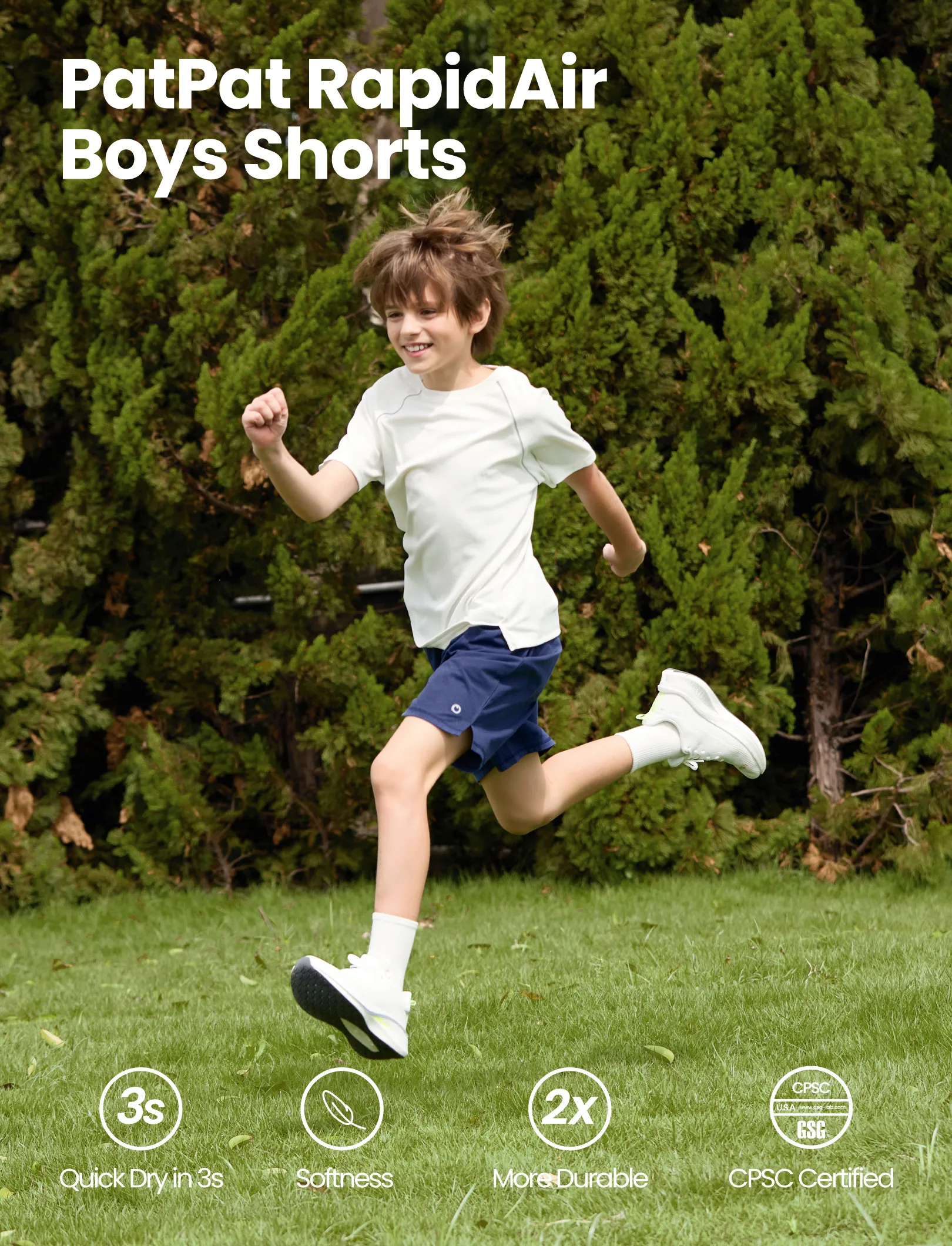 PatPat Rapidair activewear kid boy athletic quick dry breathable short swith pockets Deep Blue - Image 3