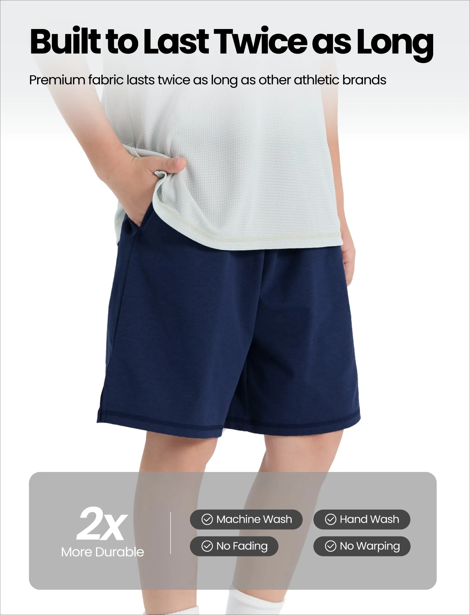 PatPat Rapidair activewear kid boy athletic quick dry breathable short swith pockets Deep Blue - Image 5