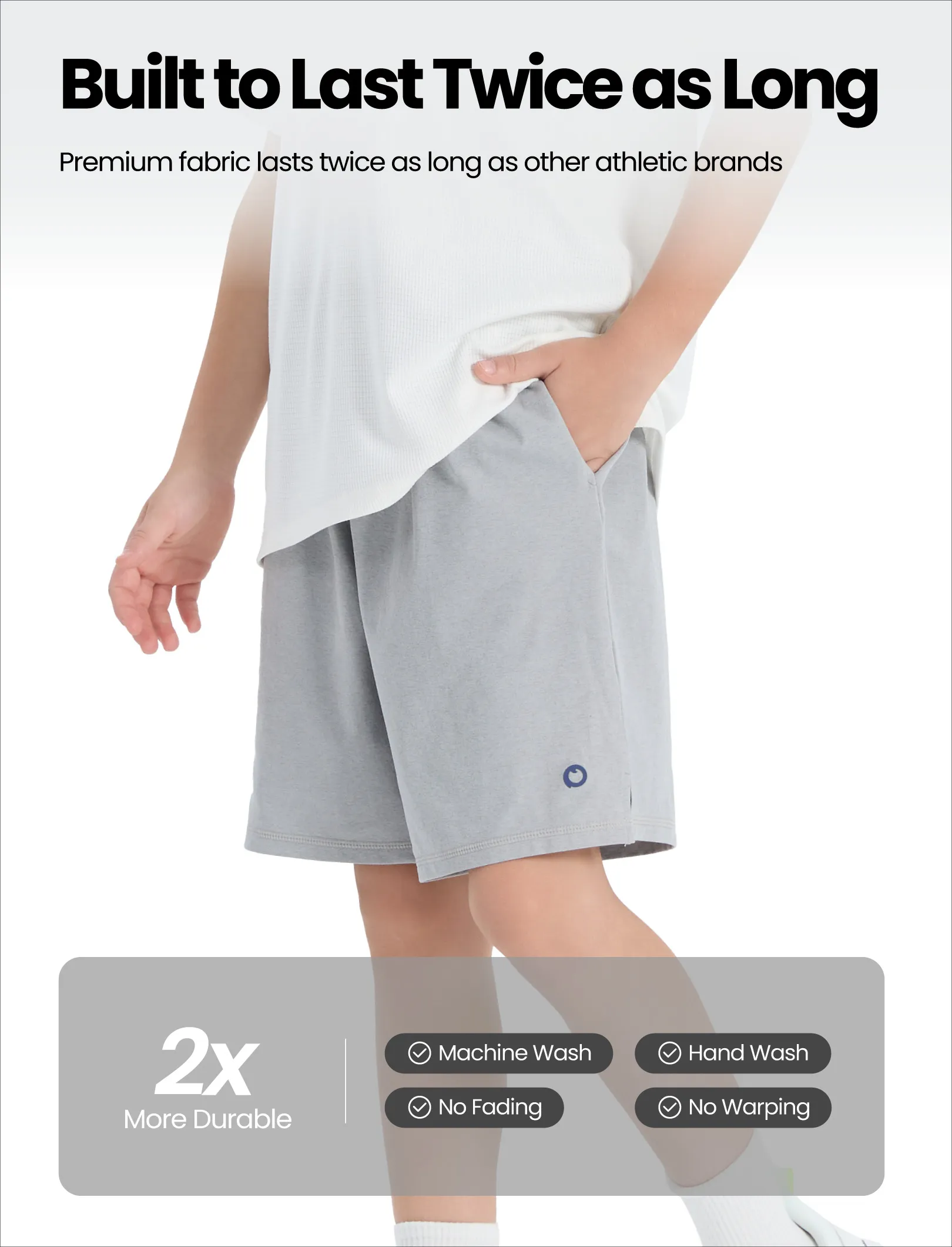 PatPat Rapidair activewear kid boy athletic quick dry breathable short swith pockets Grey - Image 5
