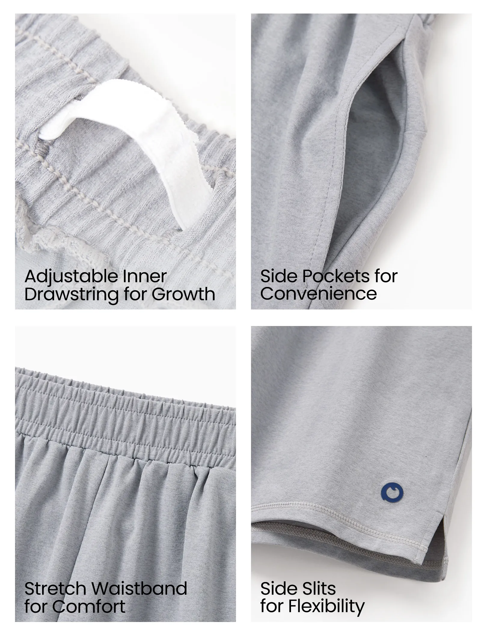 PatPat Rapidair activewear kid boy athletic quick dry breathable short swith pockets Grey - Image 7