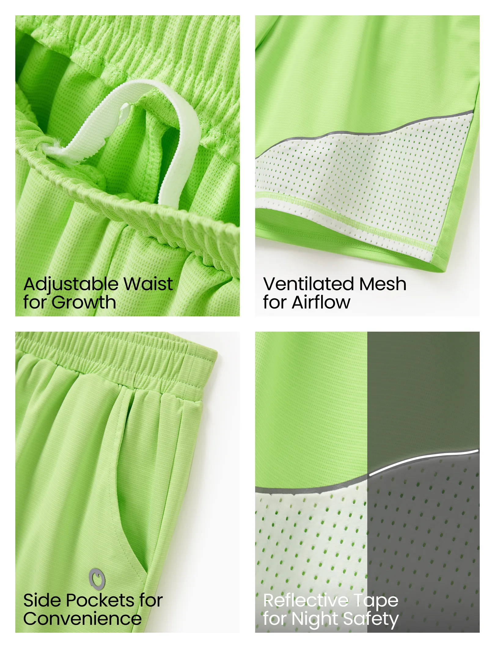 PatPat Rapidair activewear Kid Boy Athletic Quick-Dry Breathable Shorts with Pockets Green - Image 7