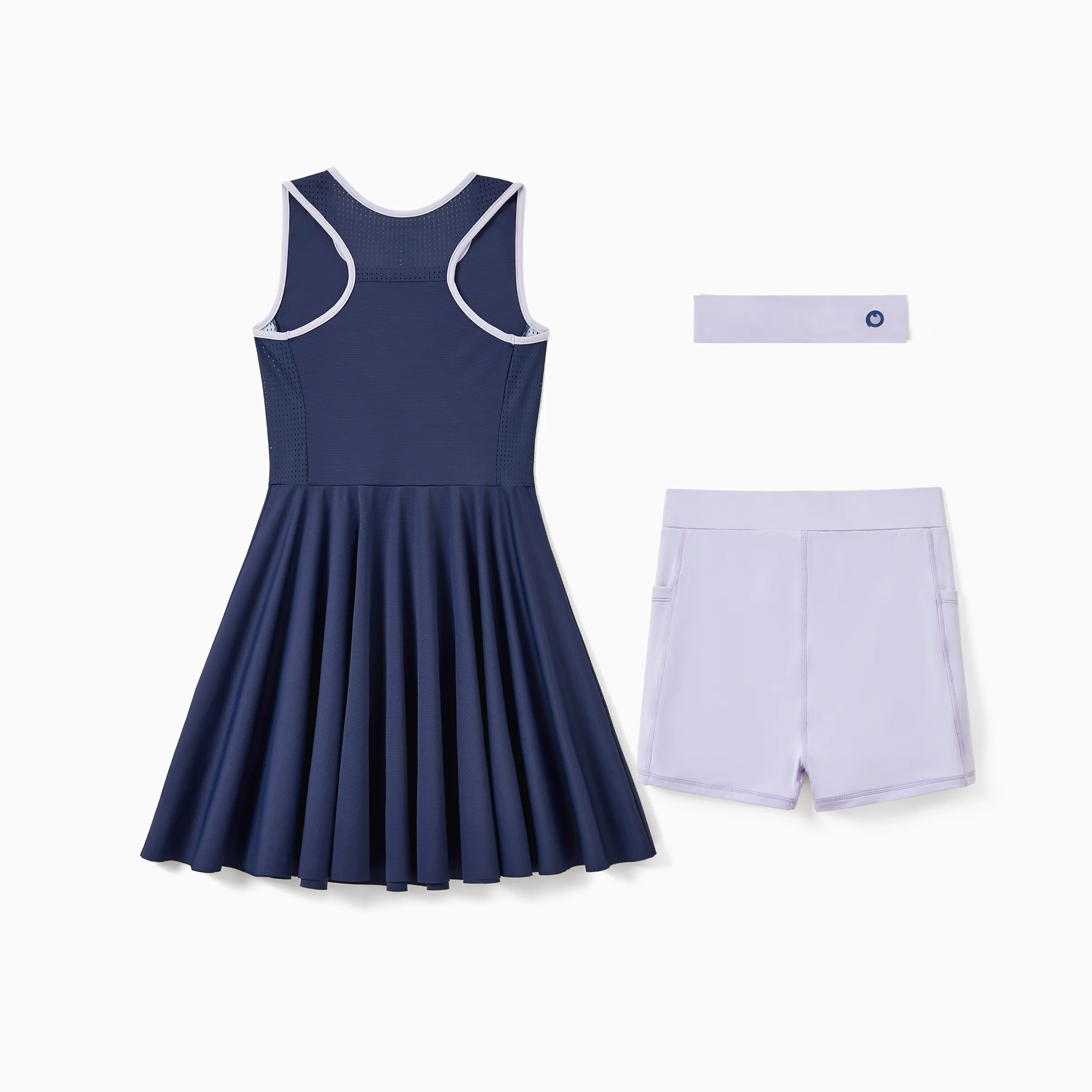 PatPat Rapidair activewear Kid Girl Tennis Dress with Headband & Shorts with Pockets Deep Blue - Image 2