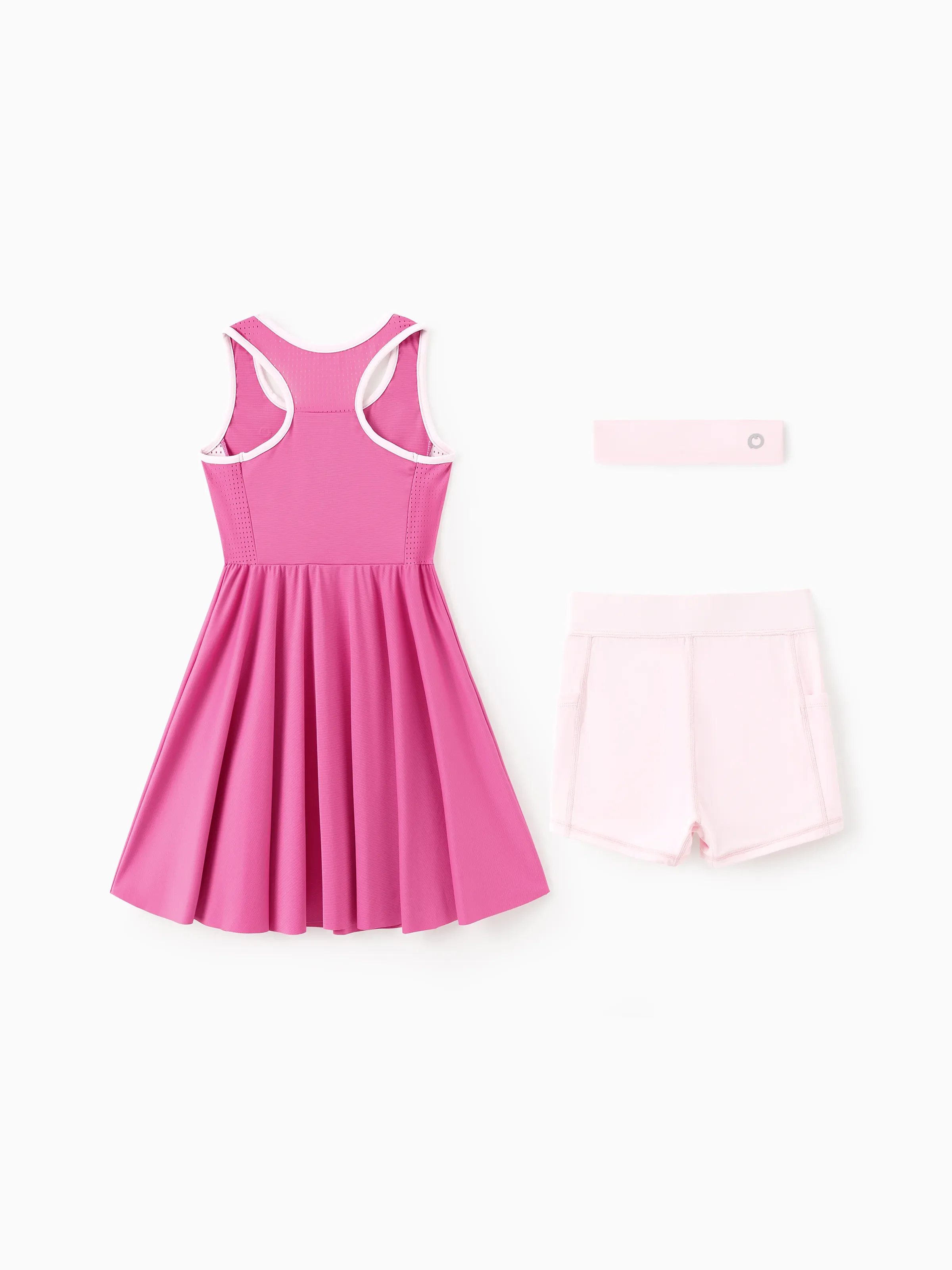 PatPat Rapidair activewear Kid Girl Tennis Dress with Headband & Shorts with Pockets Hot Pink - Image 2