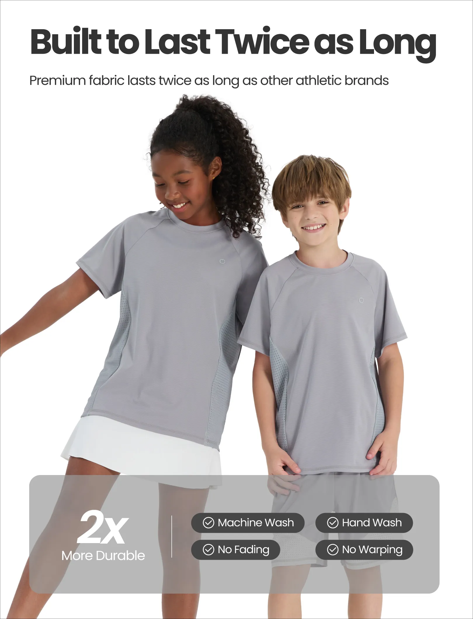 PatPat Rapidair activewear Kids Boy/Girl Athletic Quick-Dry & Instant-Cooling UPF 100+ Rash Guard T-Shirt Grey - Image 4