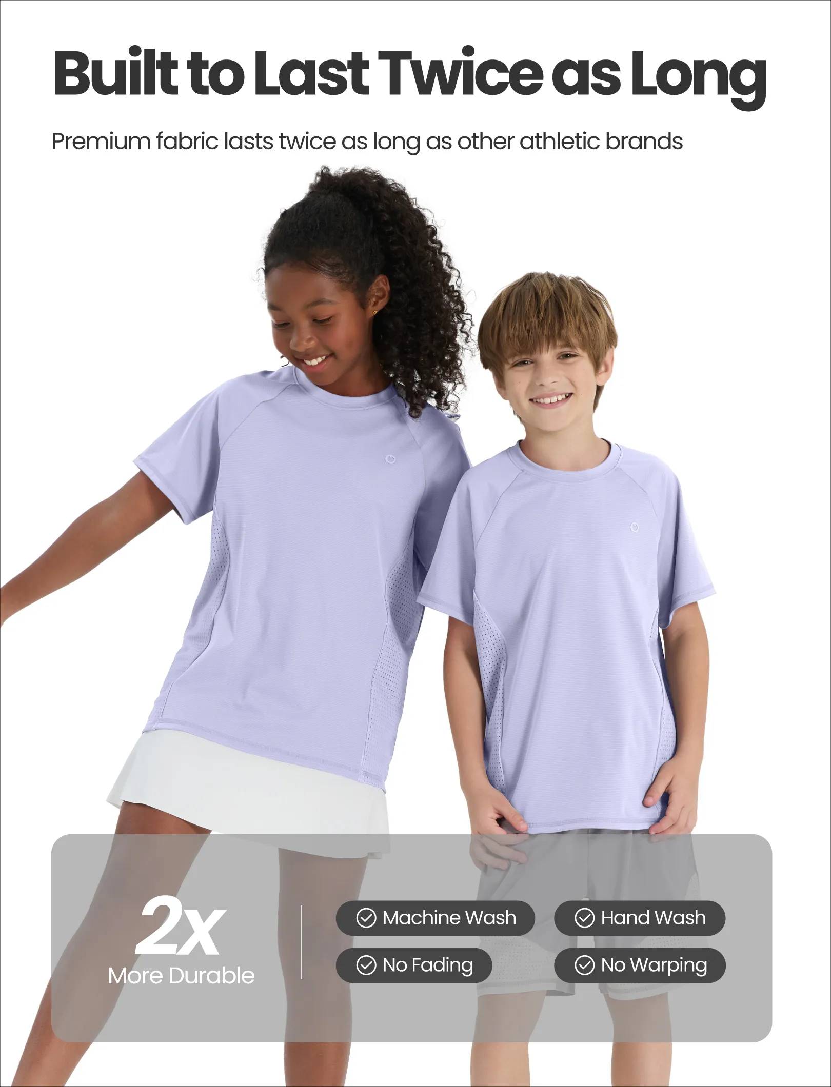 PatPat Rapidair activewear Kids Boy/Girl Athletic Quick-Dry & Instant-Cooling UPF 100+ Rash Guard T-Shirt Light Purple - Image 4