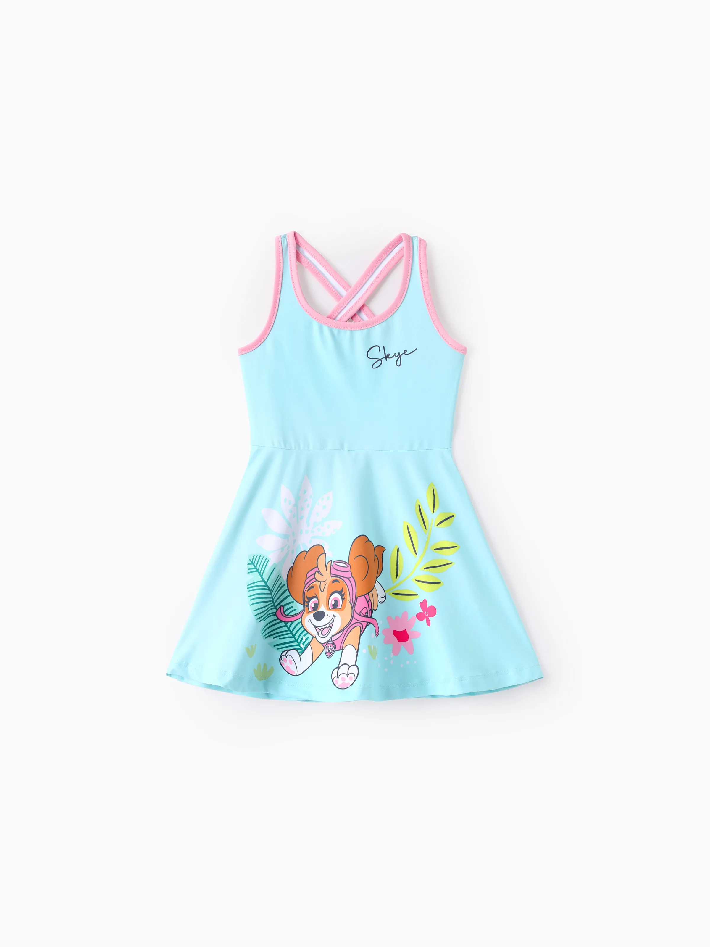 PAW Patrol Daddy & Daughter Floral Dress with Built-in Shorts & Pockets/ Cotton Top Turquoise - Image 14