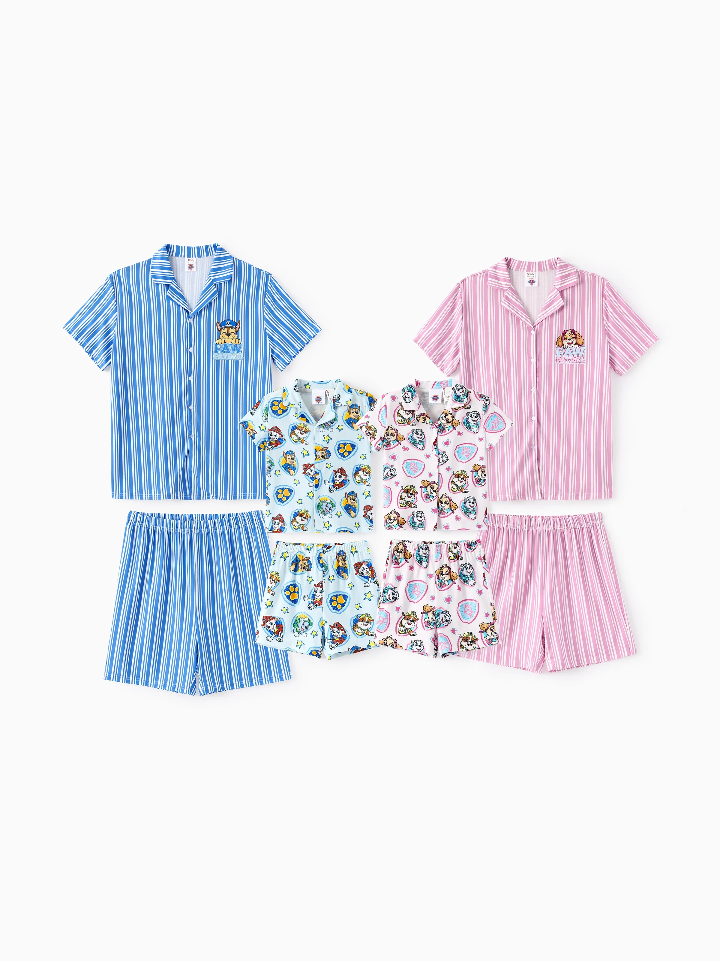 PAW Patrol Daddy & Son Casual Stripe Lapel Pajamas Sets with Flame Resistant Color block - Image 2
