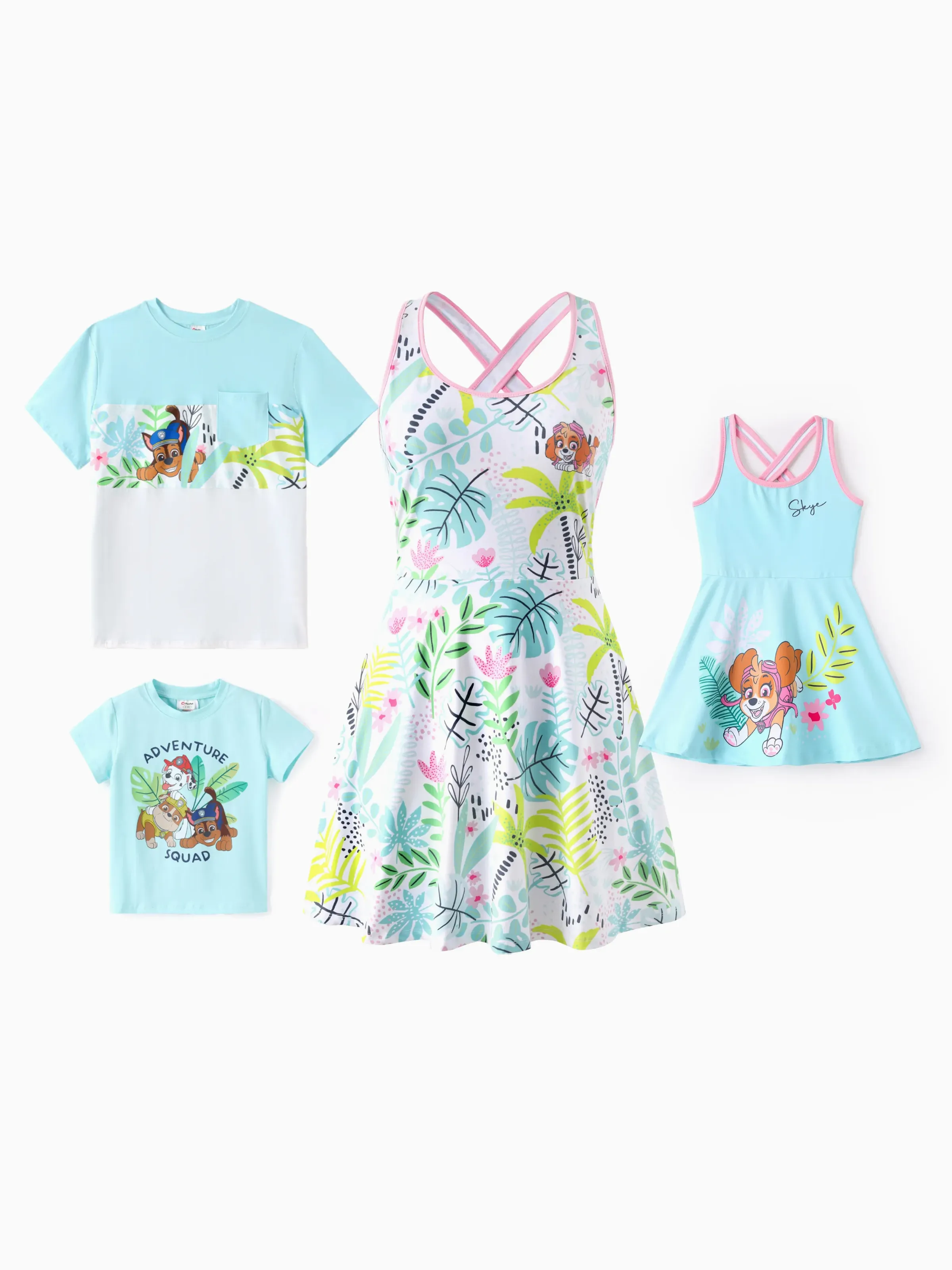 PAW Patrol Daddy & Son Floral Dress/ Cotton Top Turquoise - Image 3