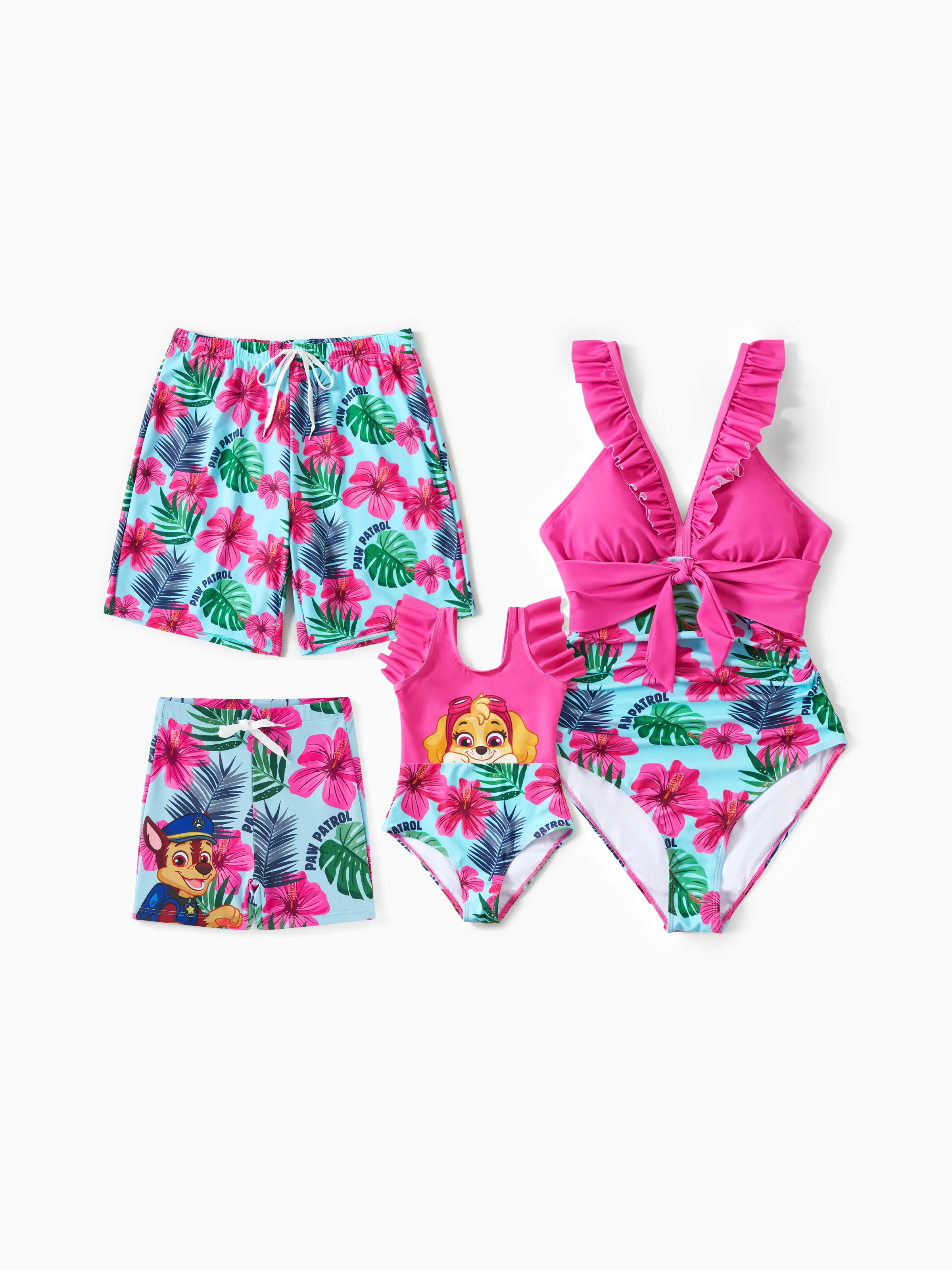 PAW Patrol Daddy & Son Large Flower All-over Print Swimsuit Roseo - Image 2