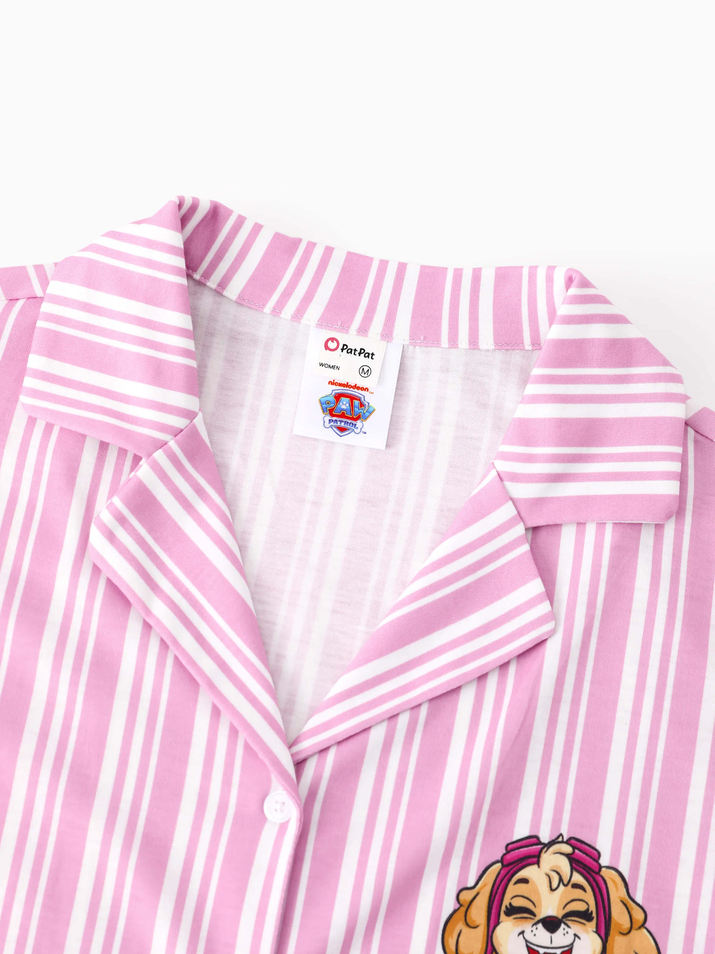 PAW Patrol Mommy & me Casual Stripe Lapel Pajamas Sets with Flame Resistant Color block - Image 6