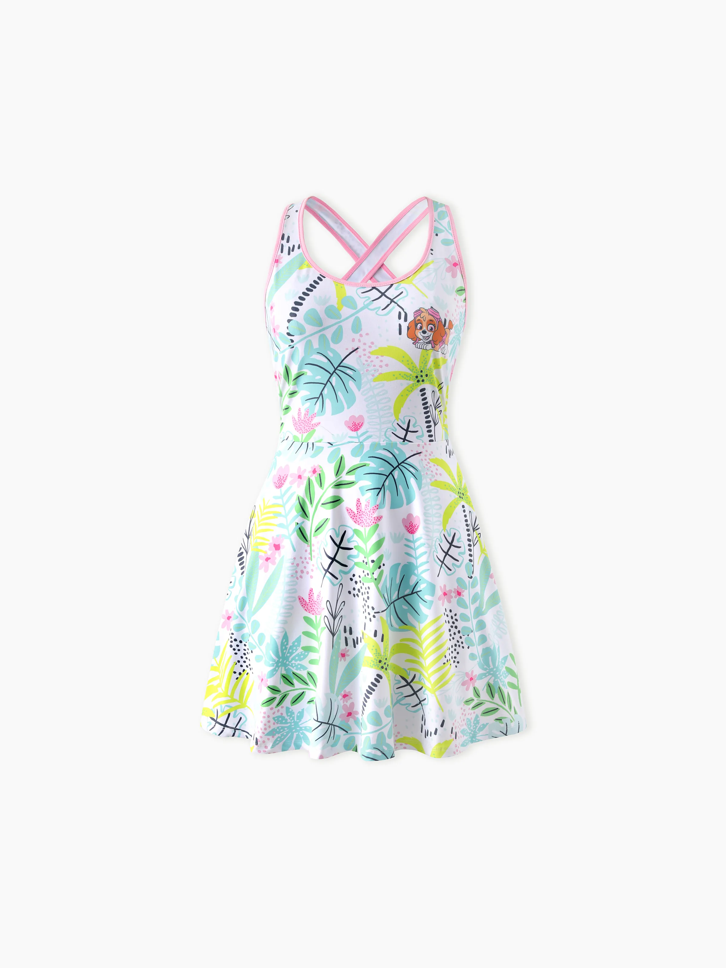 PAW Patrol Mommy & me Floral Dress with Built-in Shorts & Pockets/ Cotton Top Turquoise - Image 7