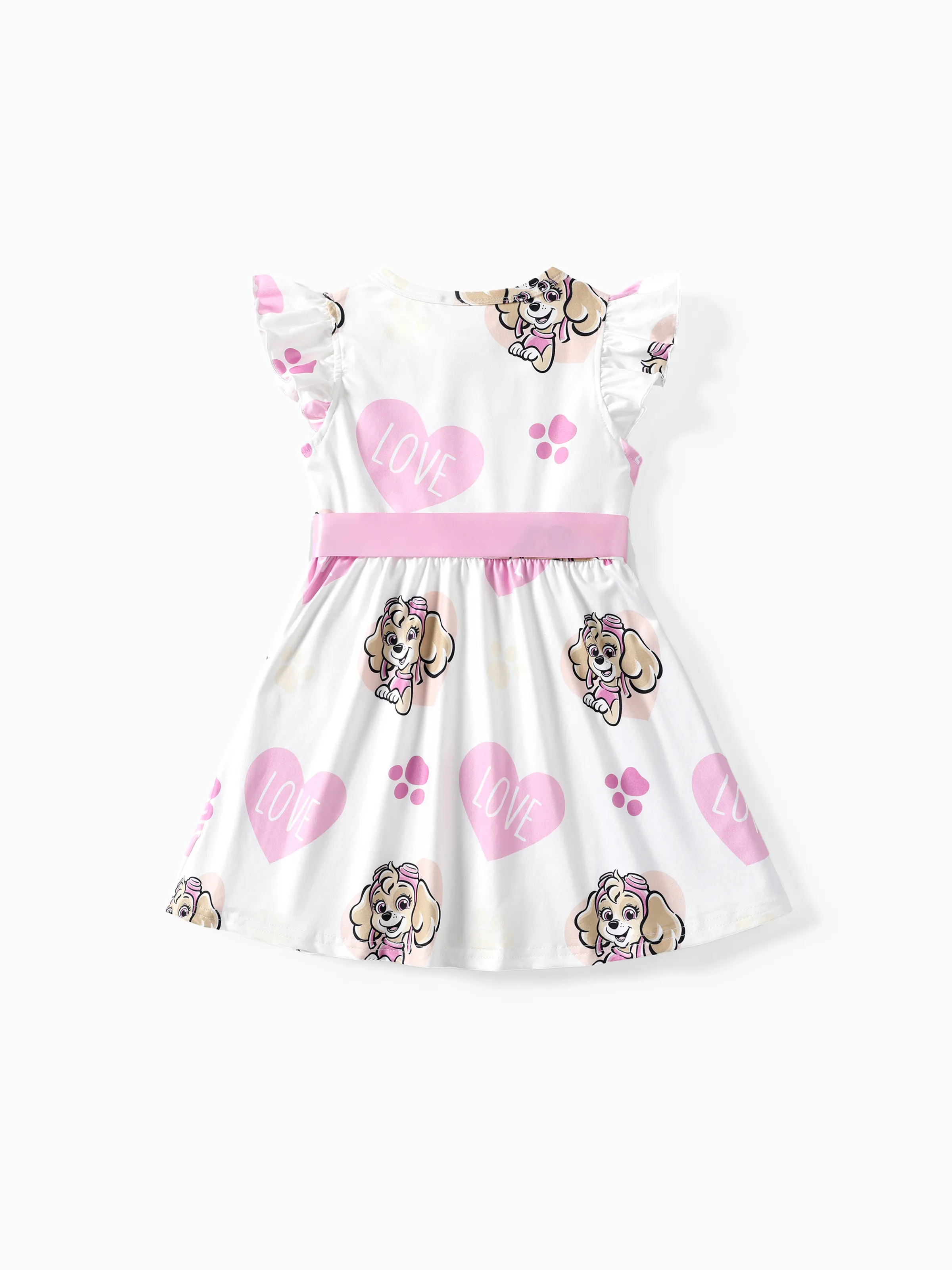 Paw Patrol Outfits - Toddler Girl Skye Pink Dress with Heart and Character Print Pink - Image 3