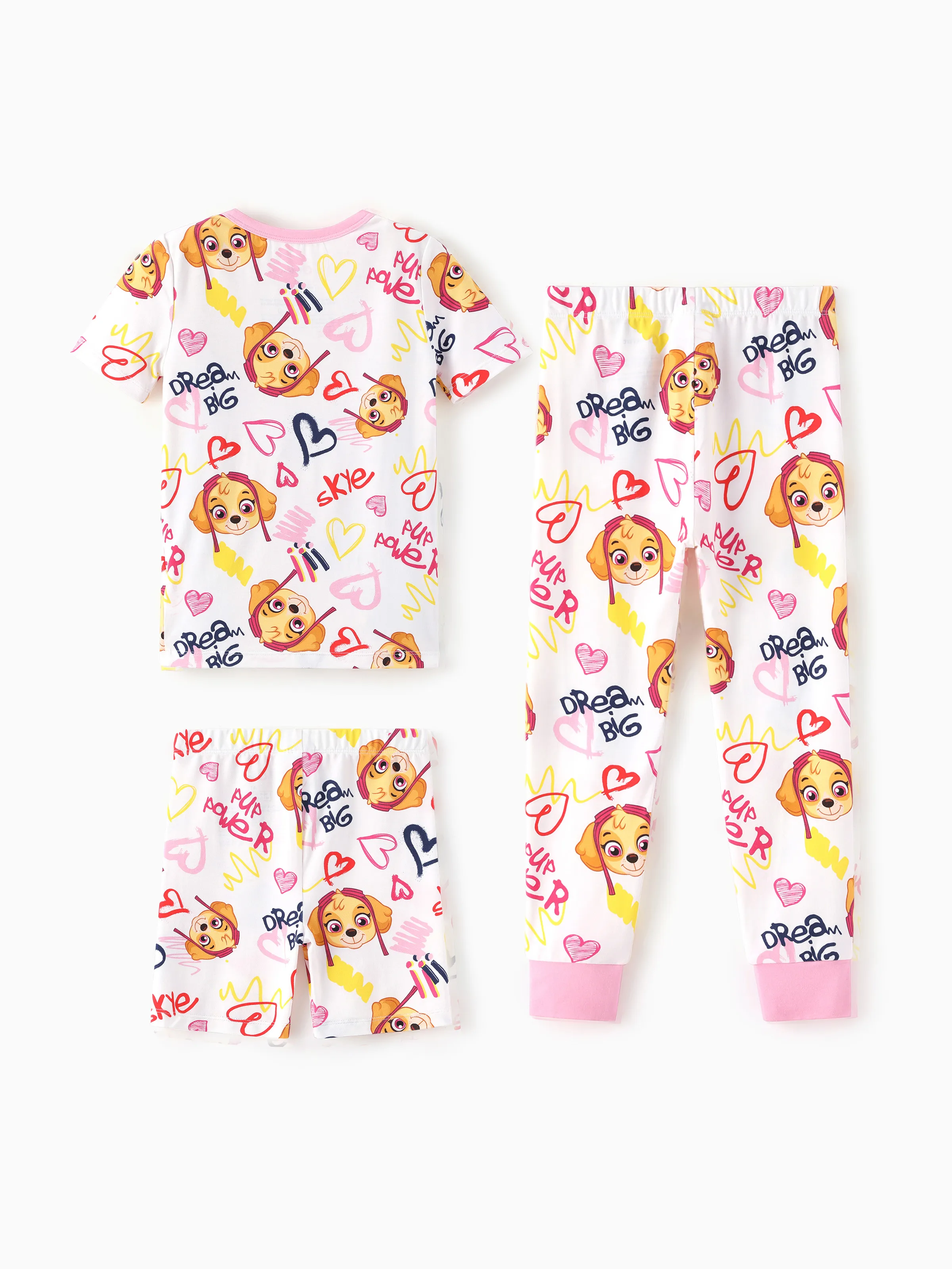 PAW Patrol Toddler Boy Skye 3-Piece Bamboo Pajama Set 2-in-1 Look for 4 Seasons (Snug-Fitting) Pink - Image 3