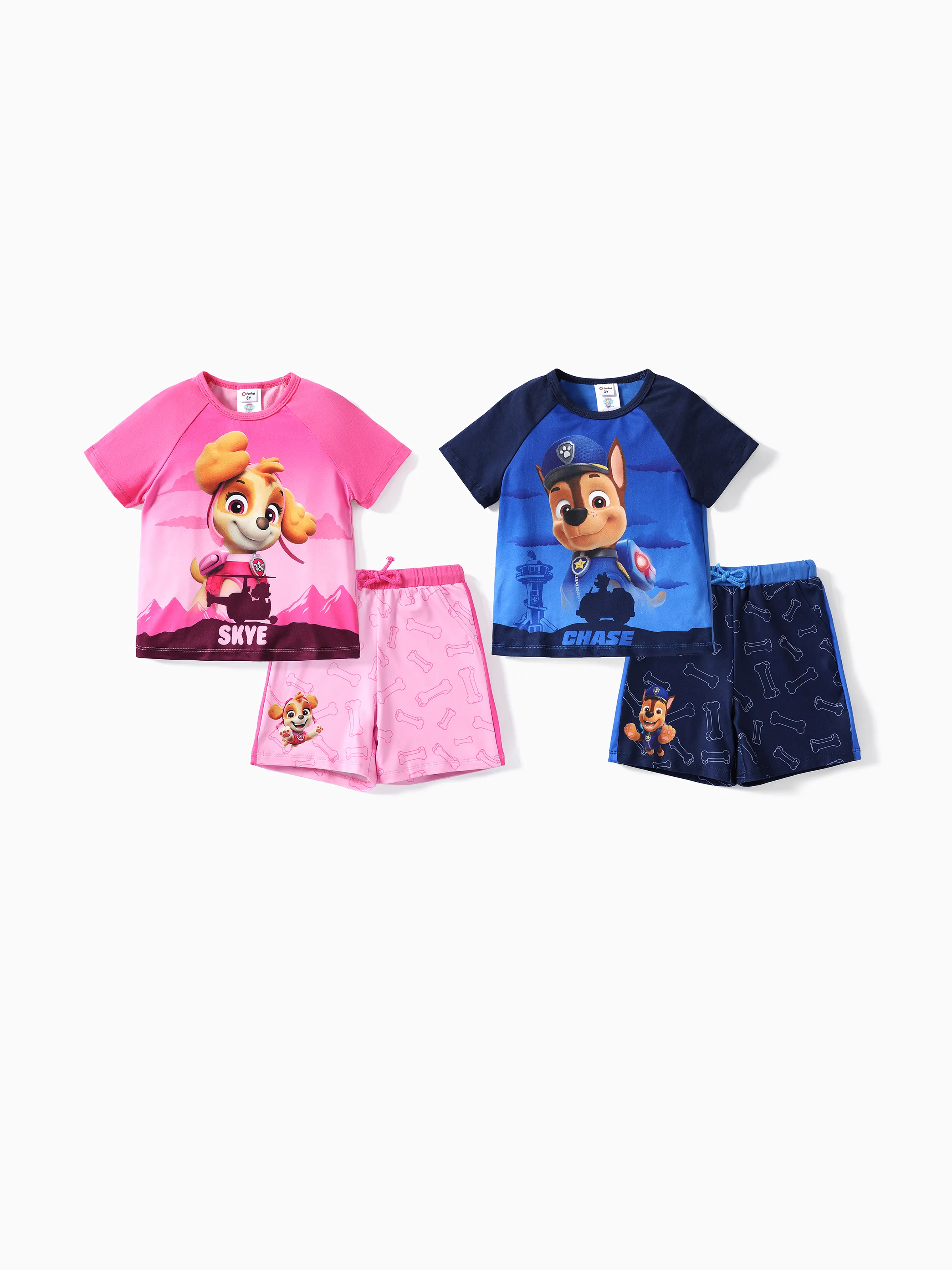Paw Patrol Toddler Girl 2pcs Skye Character Print Cotton T-shirt with Shorts Sporty Set Pink - Image 8