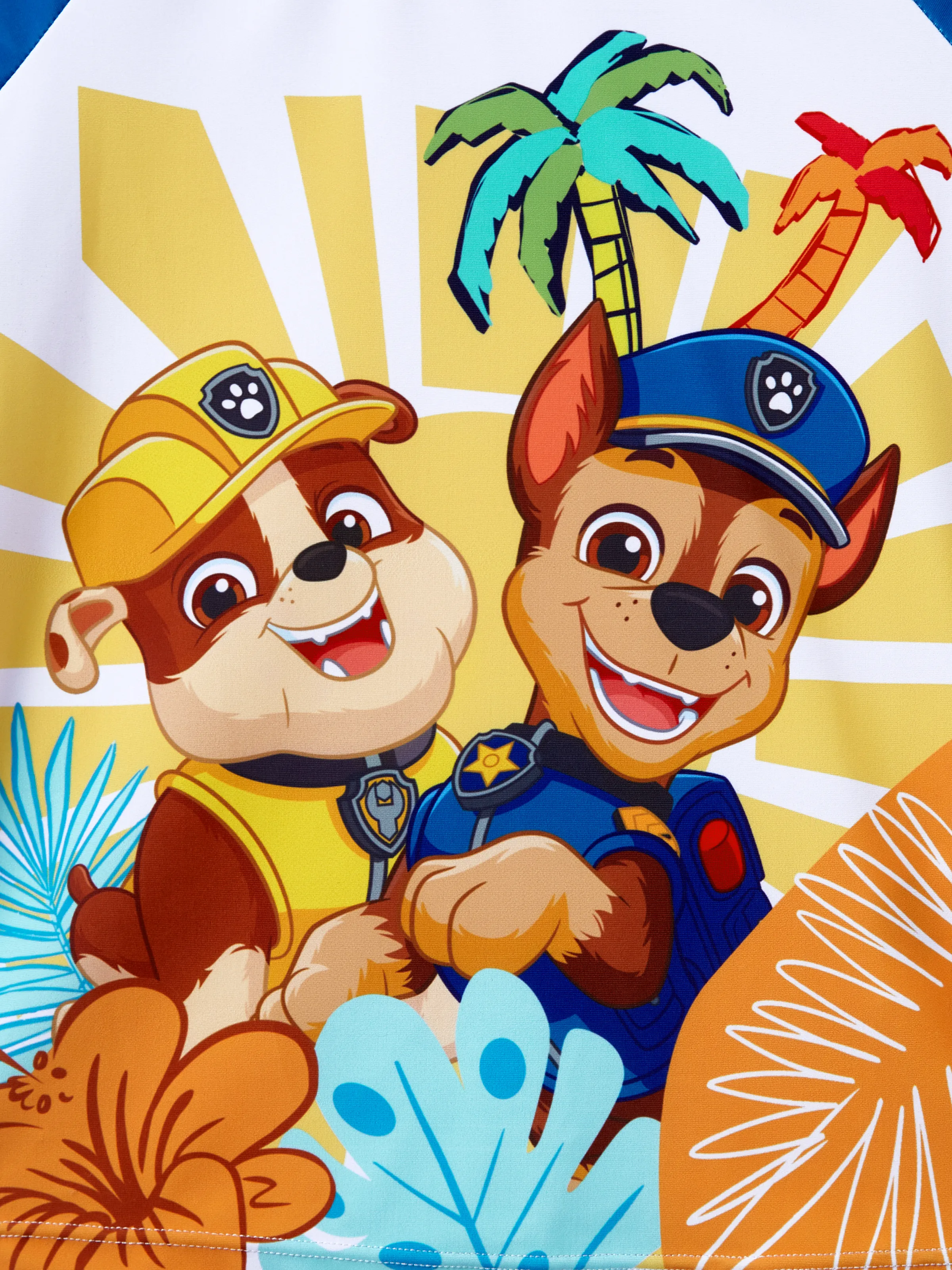 PAW Patrol Toddler Boys 2pcs Chase/Rubble UPF50+ Animal Pattern Tops and Trunks Swimsuit Deep Blue - Image 2
