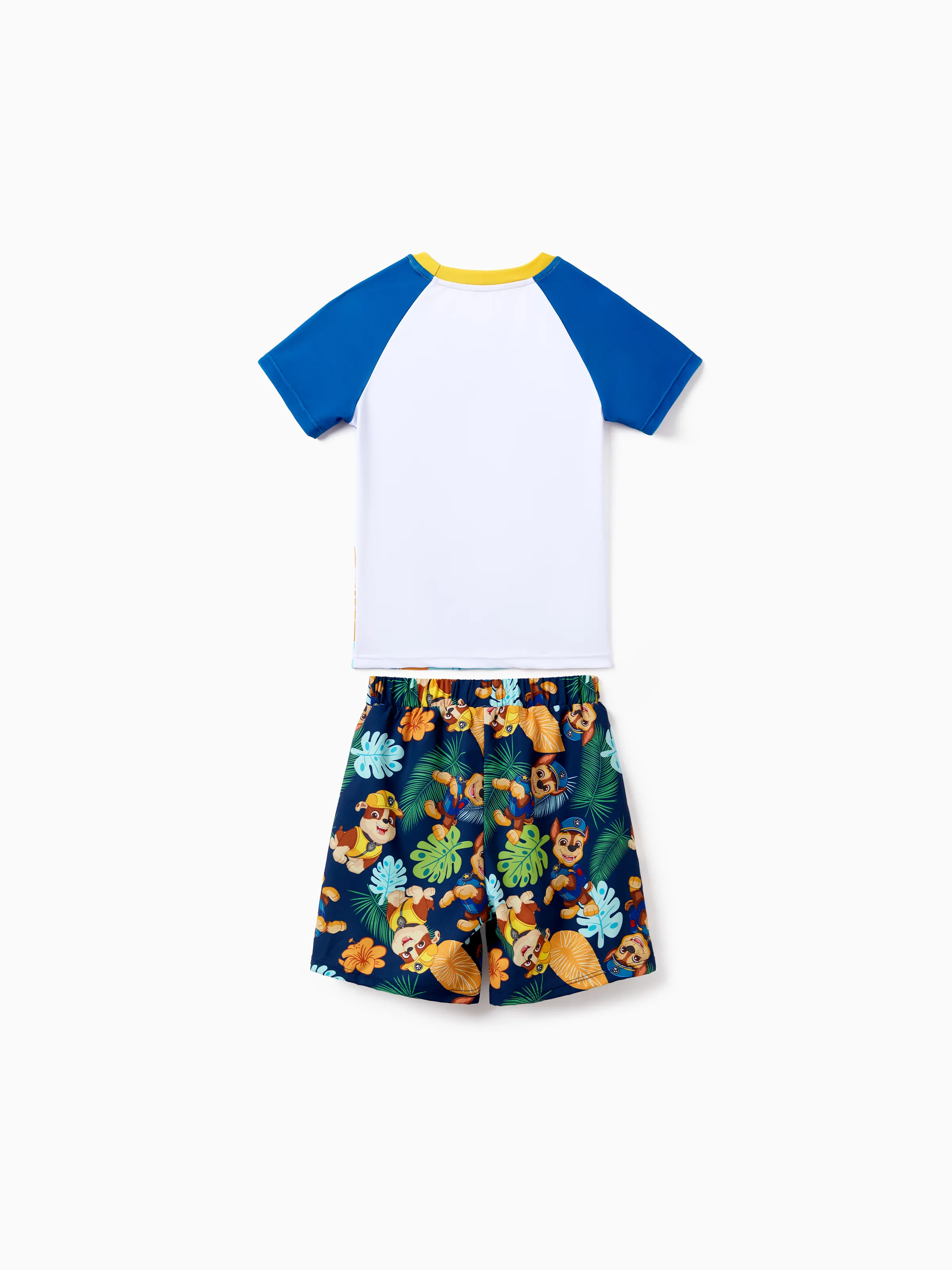 PAW Patrol Toddler Boys 2pcs Chase/Rubble UPF50+ Animal Pattern Tops and Trunks Swimsuit Deep Blue - Image 3