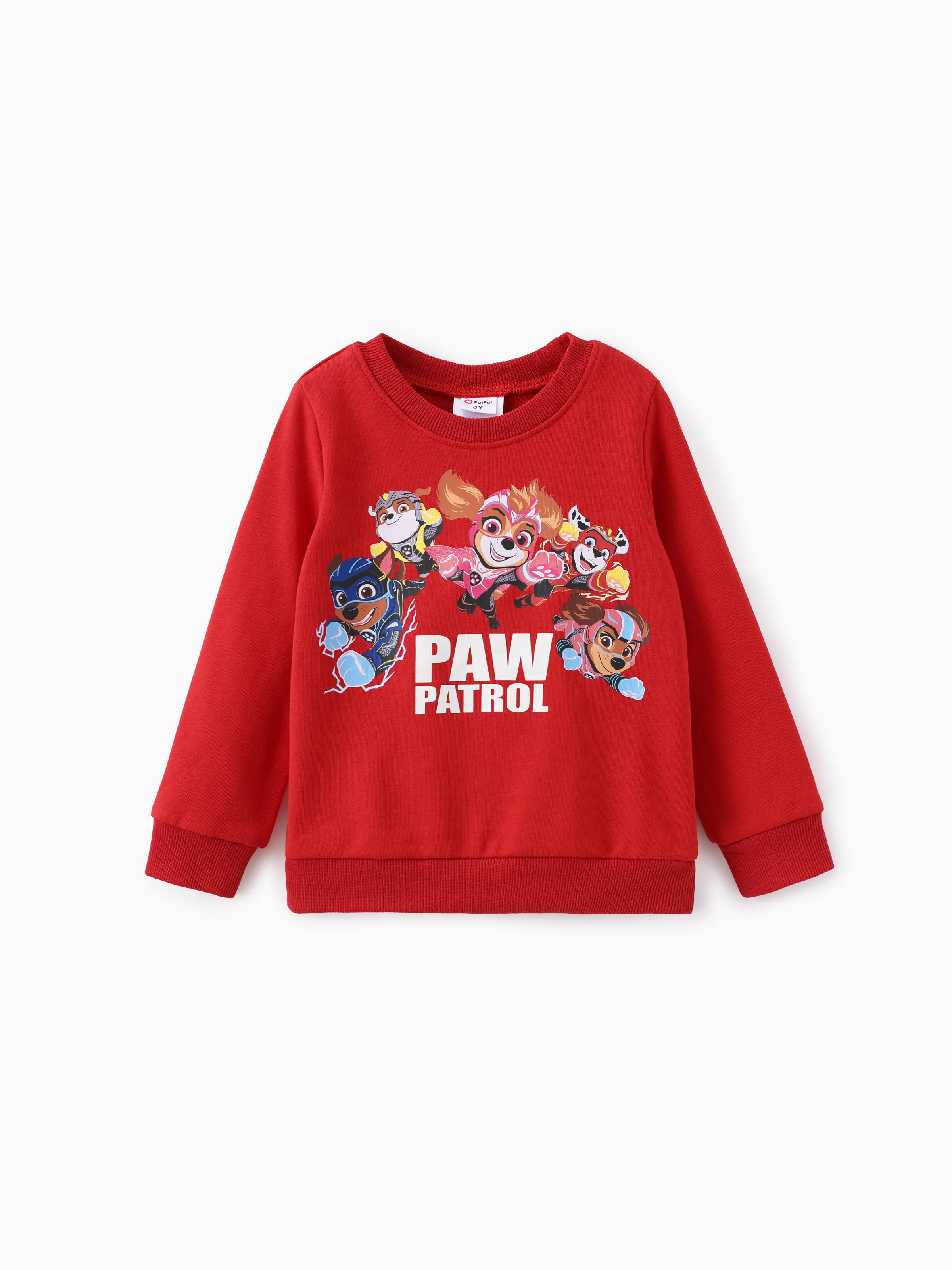 PAW Patrol Toddler Boy 2pcs Skye/Chase/Marshall/Rubble Glow in the Dark Sweatshirt and Pants Set Red - Image 3