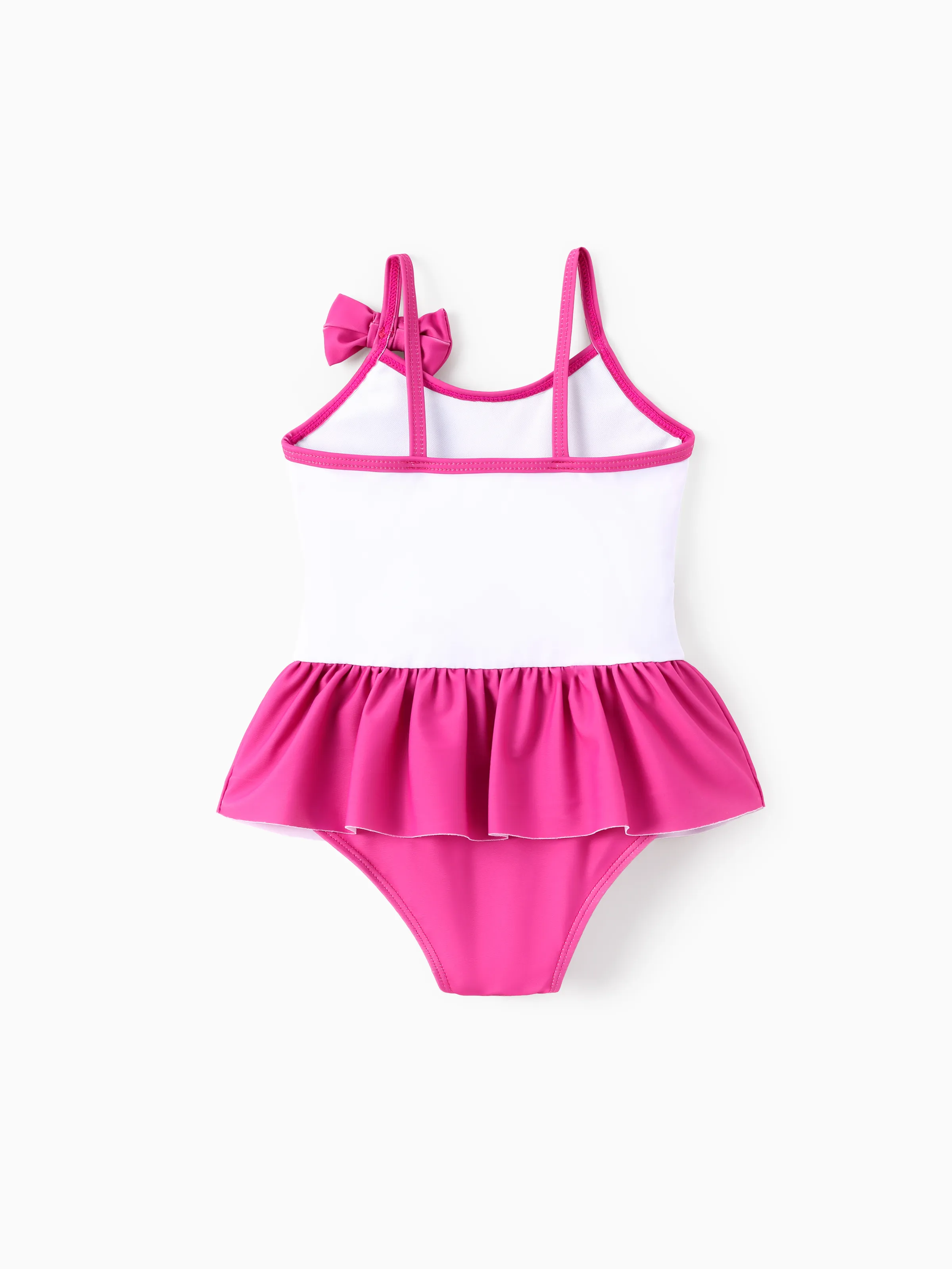 PAW Patrol Toddler Girl 1pc Marshall Skye & Liberty Bowknot Ruffled Sleeveless UPF 50+ Swimsuit Hot Pink - Image 3