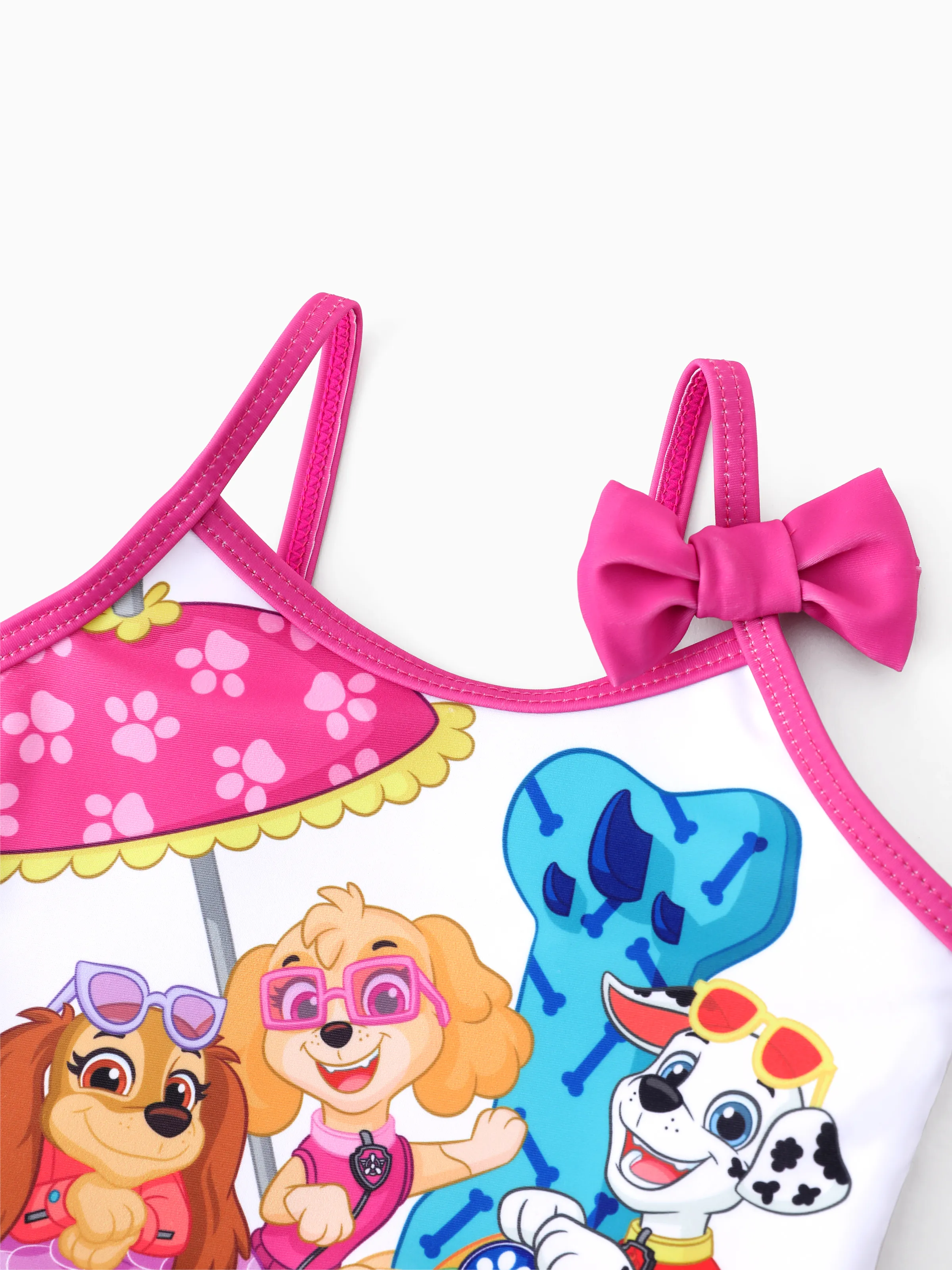 PAW Patrol Toddler Girl 1pc Marshall Skye & Liberty Bowknot Ruffled Sleeveless UPF 50+ Swimsuit Hot Pink - Image 4