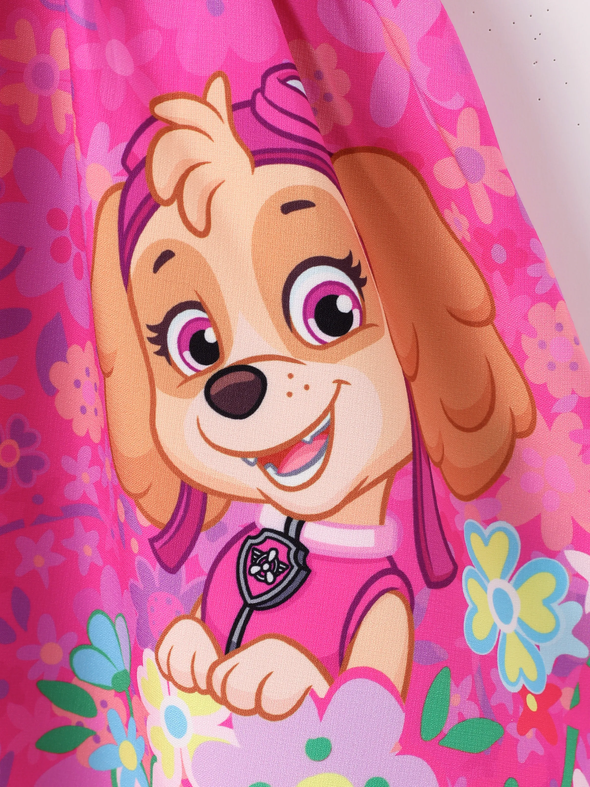 PAW Patrol Toddler Girl 1pc Skye Floral Print Bowknot Smocking Dress Hot Pink - Image 6