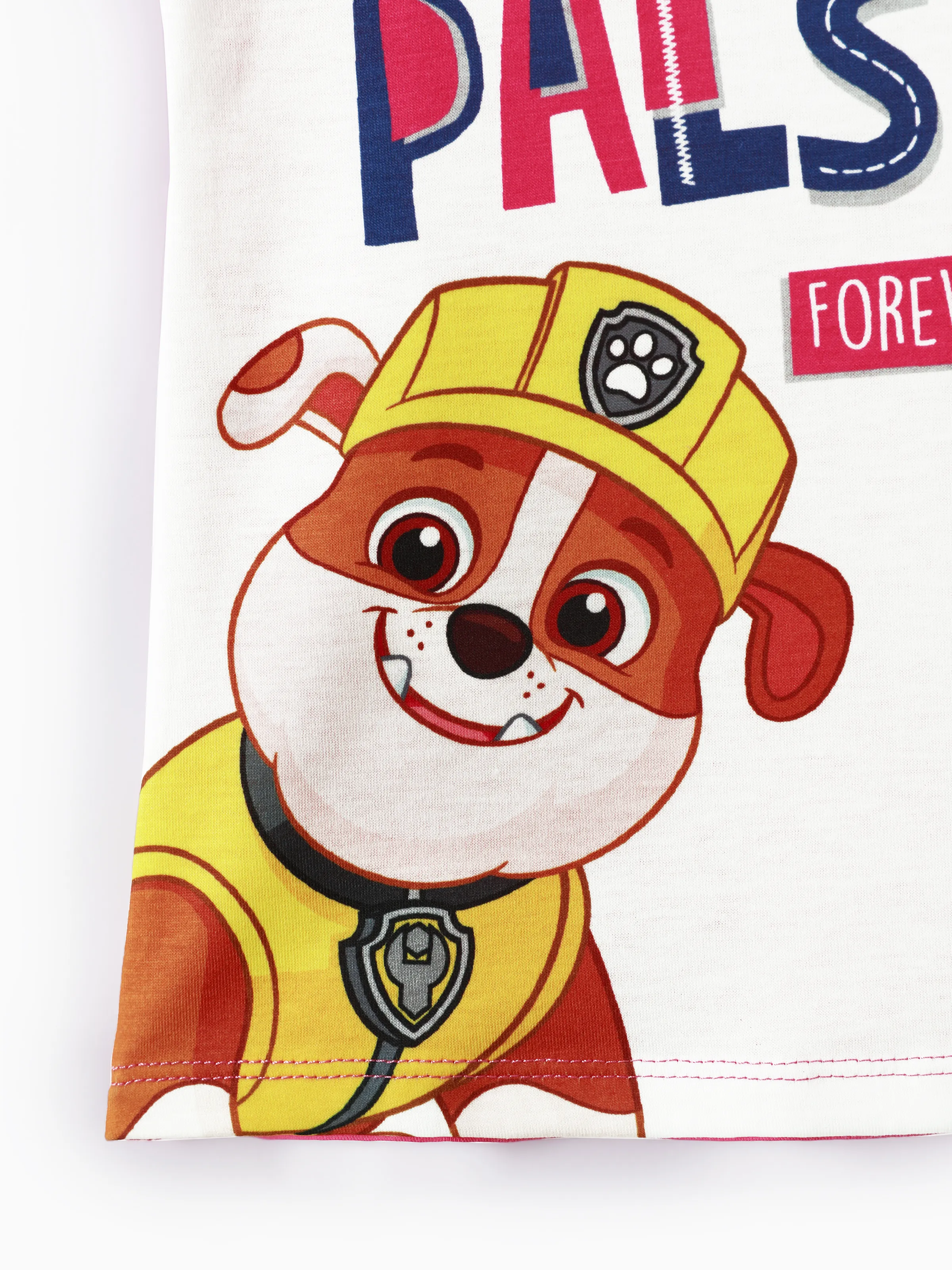 PAW Patrol Toddler Girl Chase Marshall Skye Rubble Everest Letter Print Colorblock Short-sleeve Cotton Dress PinkyWhite - Image 7