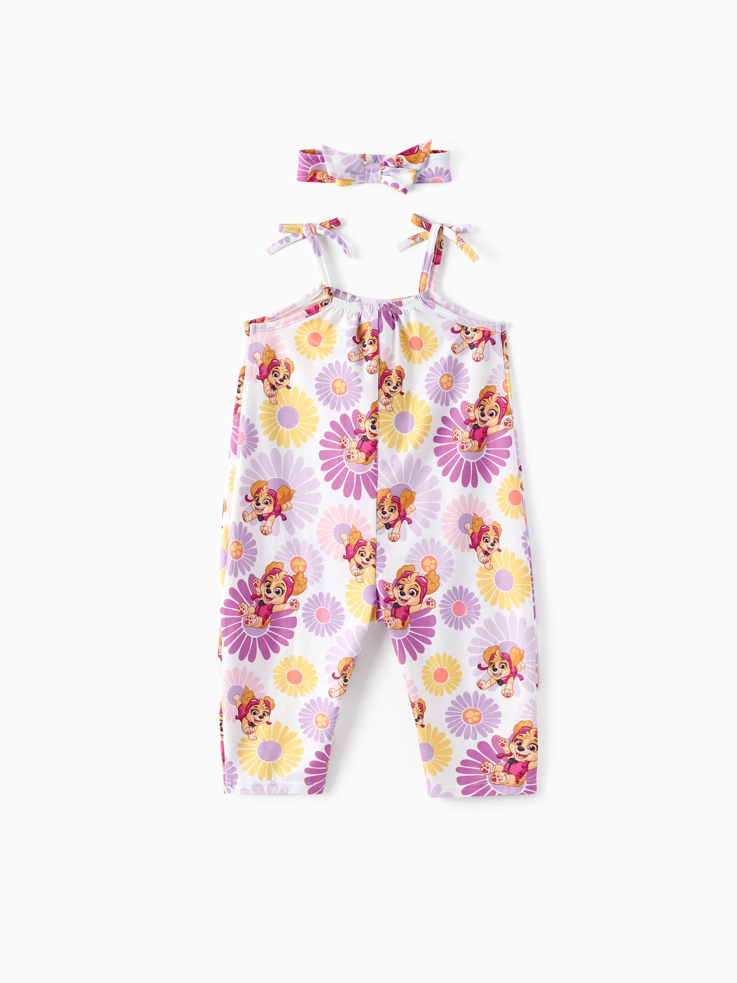 PAW Patrol Toddler Girl Skye Floral Print Jumpsuits Hot Pink - Image 3