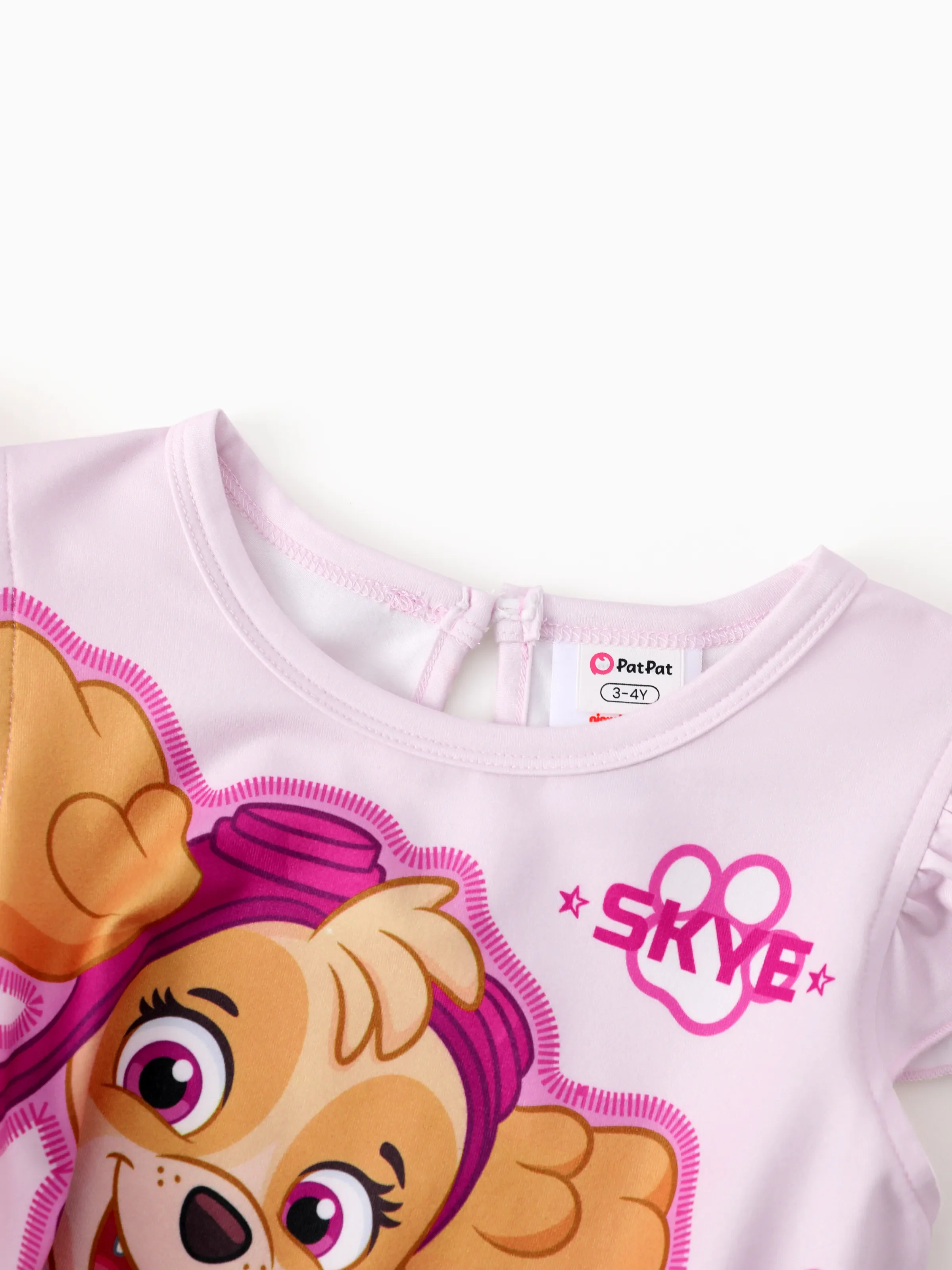 PAW Patrol Toddler Girl Skye Mesh Splice Flutter-sleeve Jumpsuit Hot Pink - Image 2