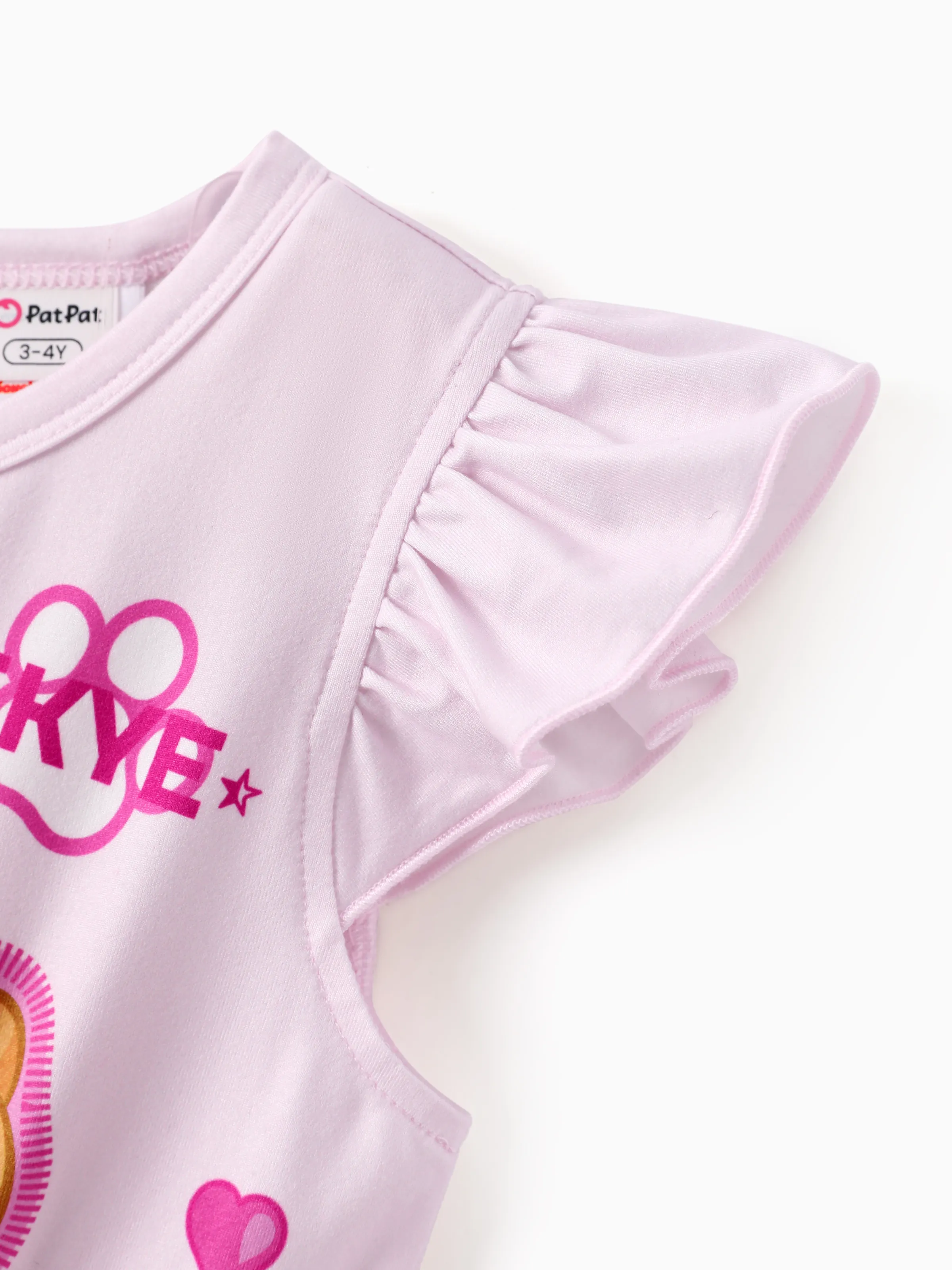 PAW Patrol Toddler Girl Skye Mesh Splice Flutter-sleeve Jumpsuit Hot Pink - Image 4