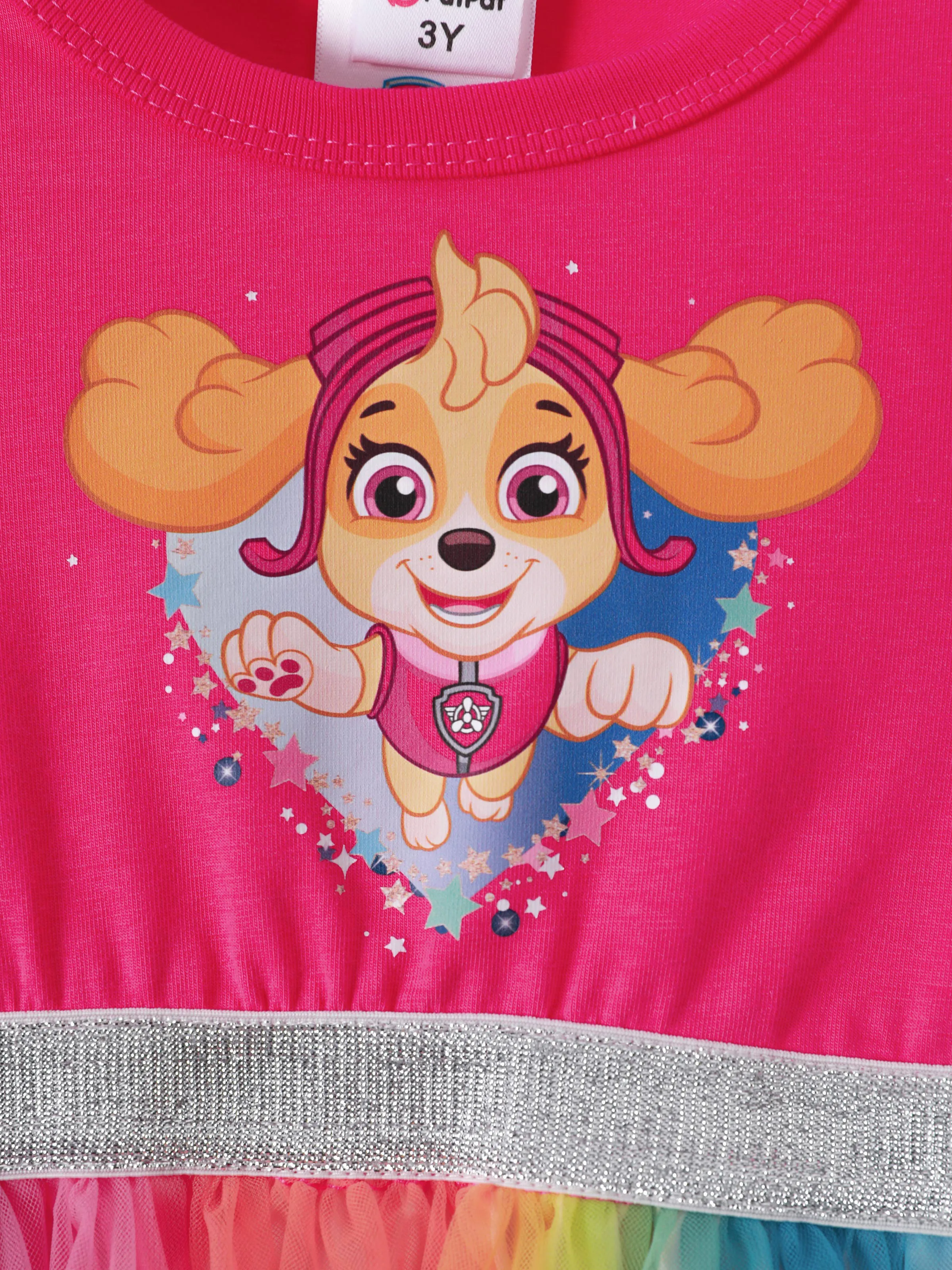 PAW Patrol Toddler Girl Skye Rainbow Flutter-sleeve Tulle Dress Roseo - Image 2
