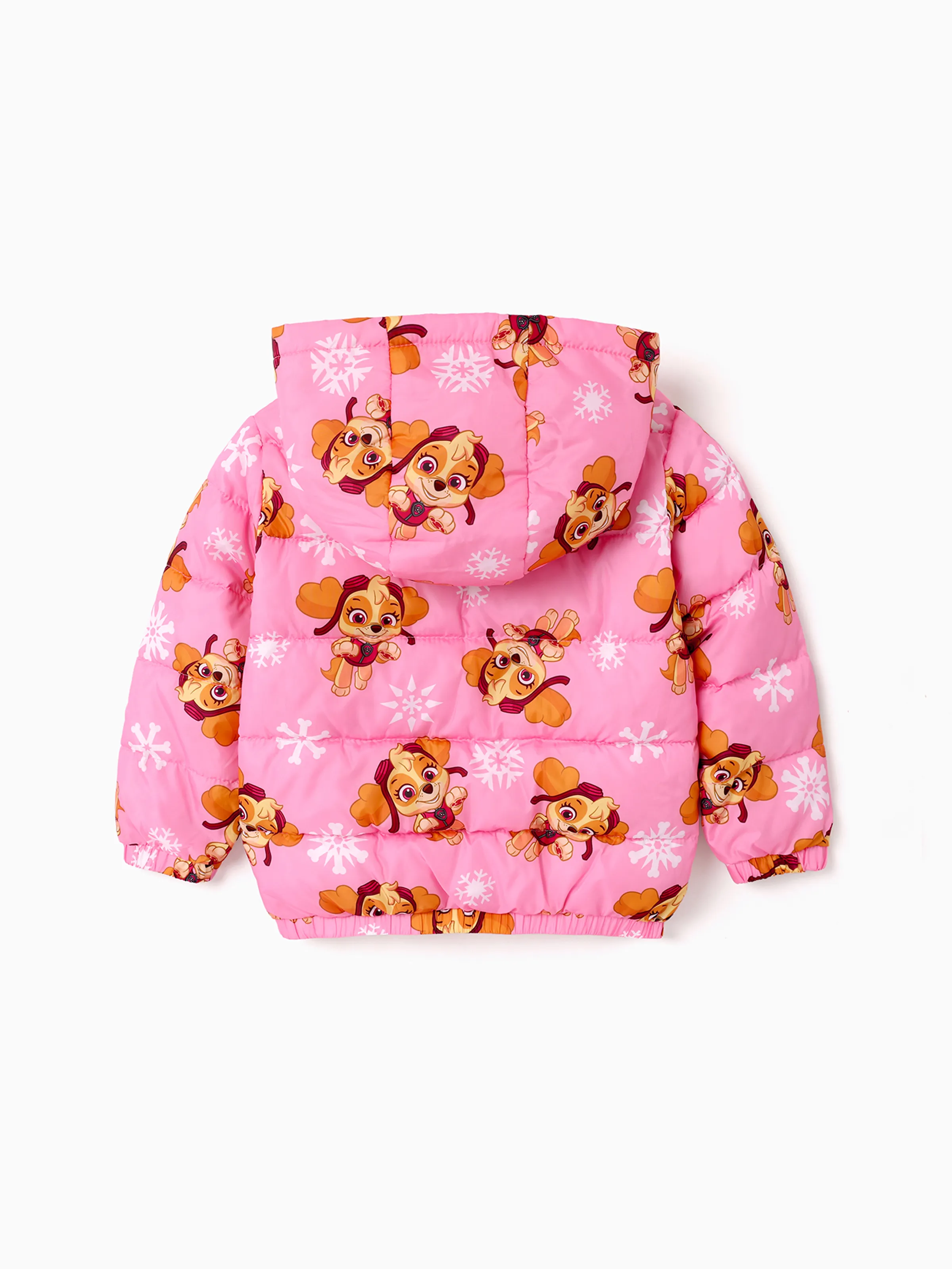 PAW Patrol Toddler Girl Skye Chase Rubble Long-sleeve Hooded Quilted Puffer Jacket Pink - Image 3