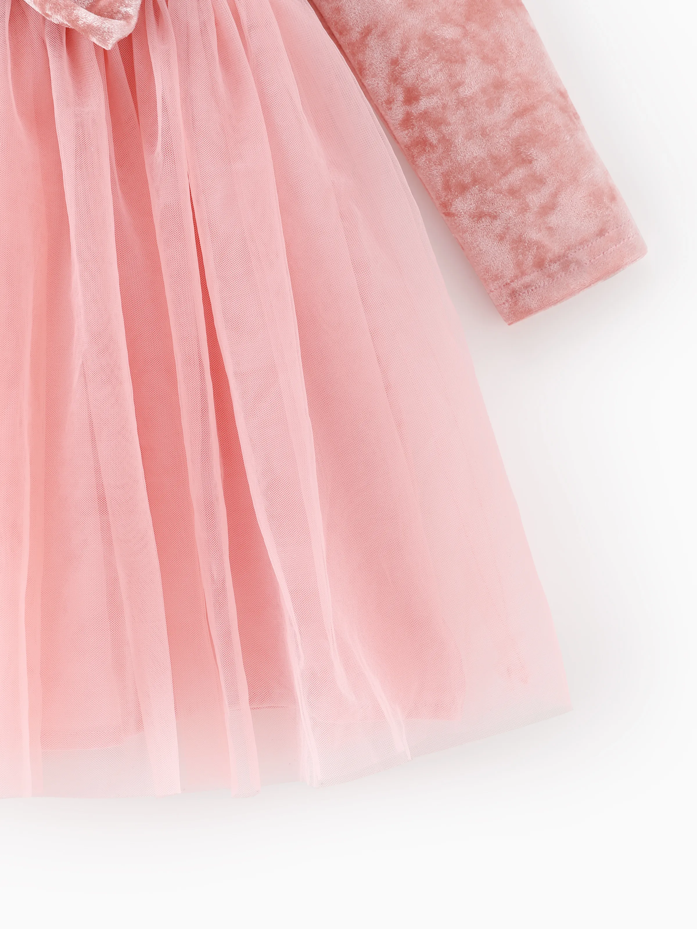 PAW Patrol Toddler Girl Skye Bowknot Velour Tulle Long-sleeve Dress Pink - Image 6