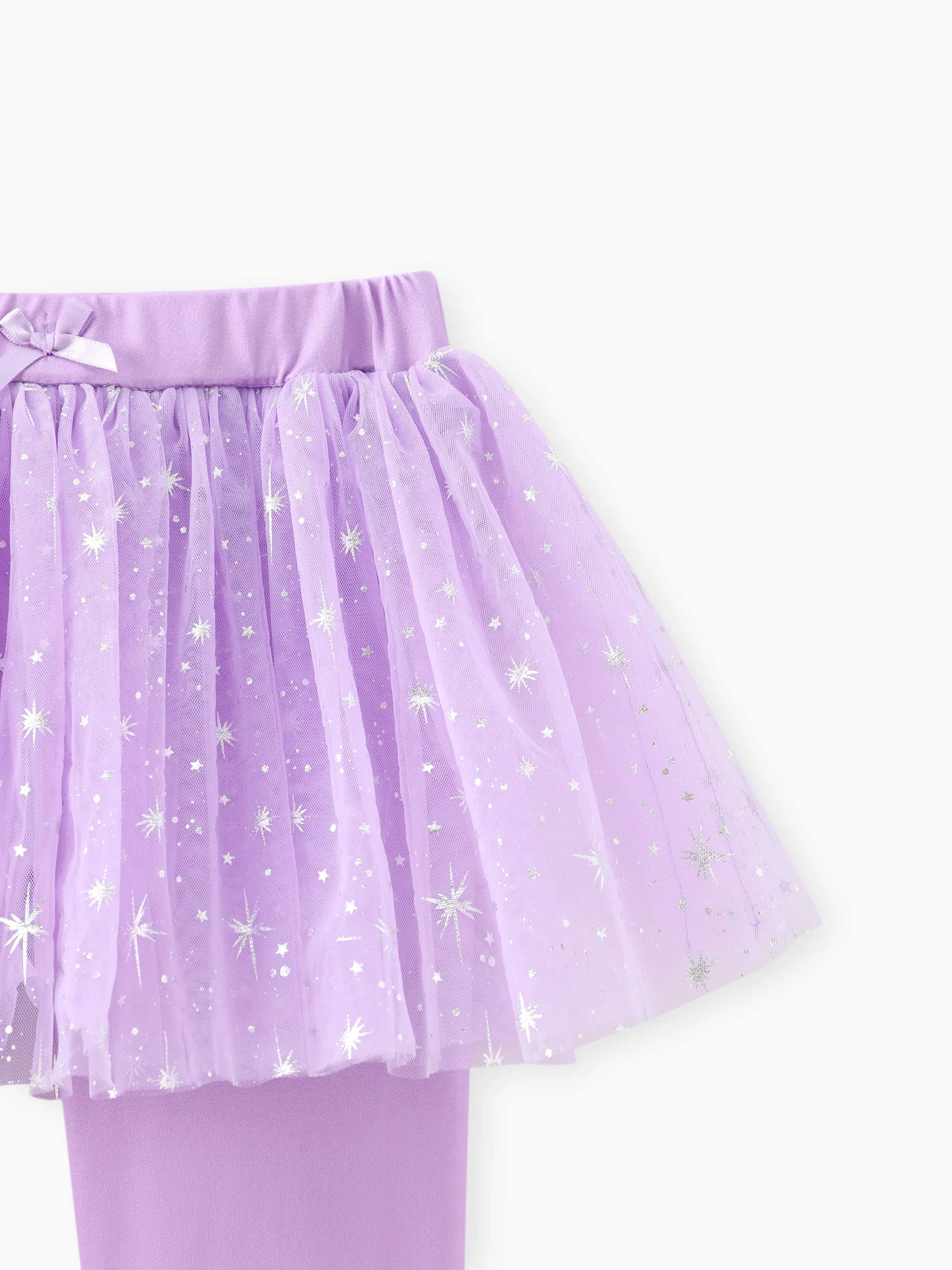 Paw Patrol Toddler Girl Everest Shinny Star Print Tulle Skirt Leggings Purple - Image 4