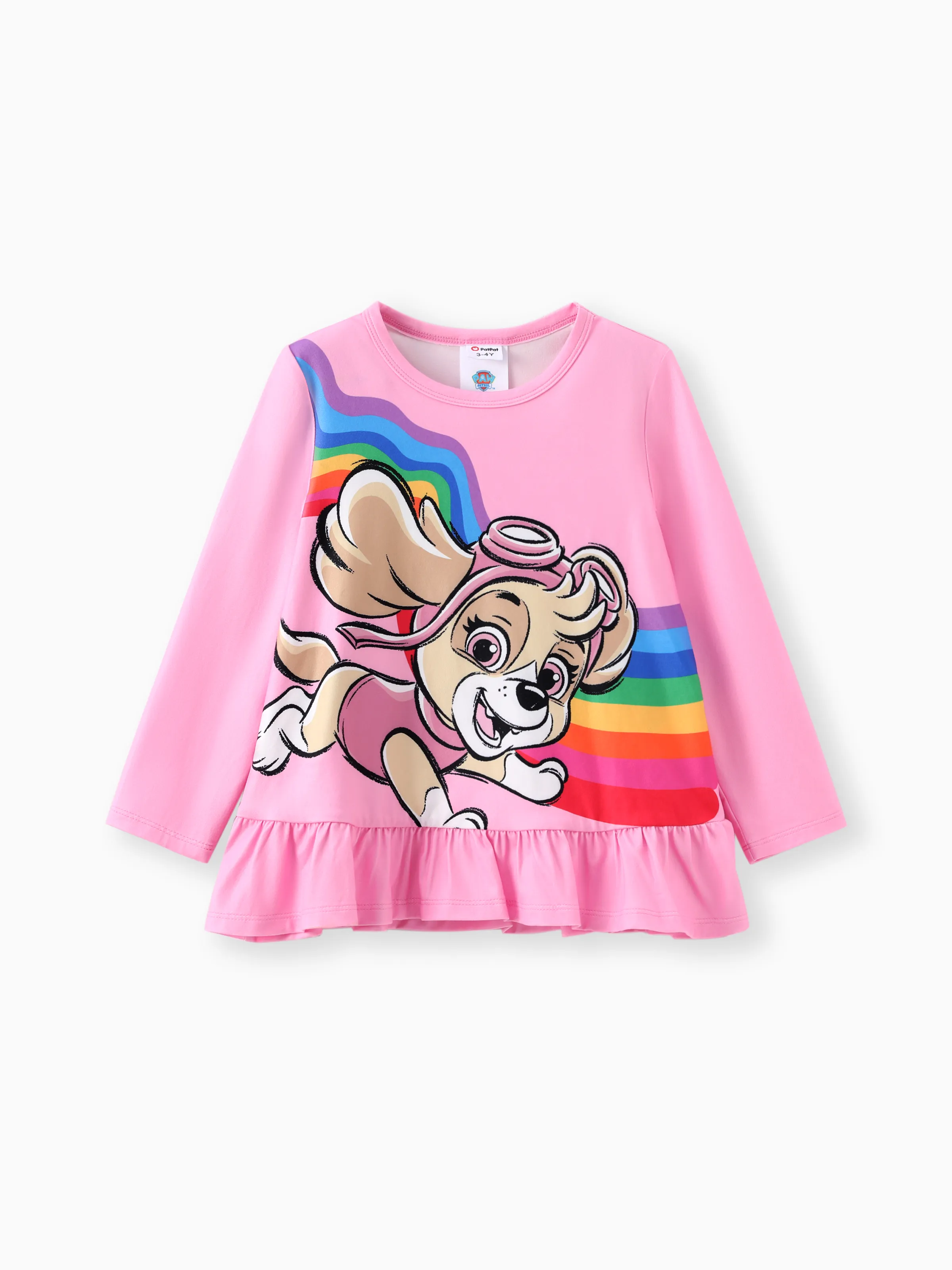 PAW Patrol Toddler Girl 2pcs Skye Rainbow/Gradient Ruffled Top with Leggings Set Pink - Image 2