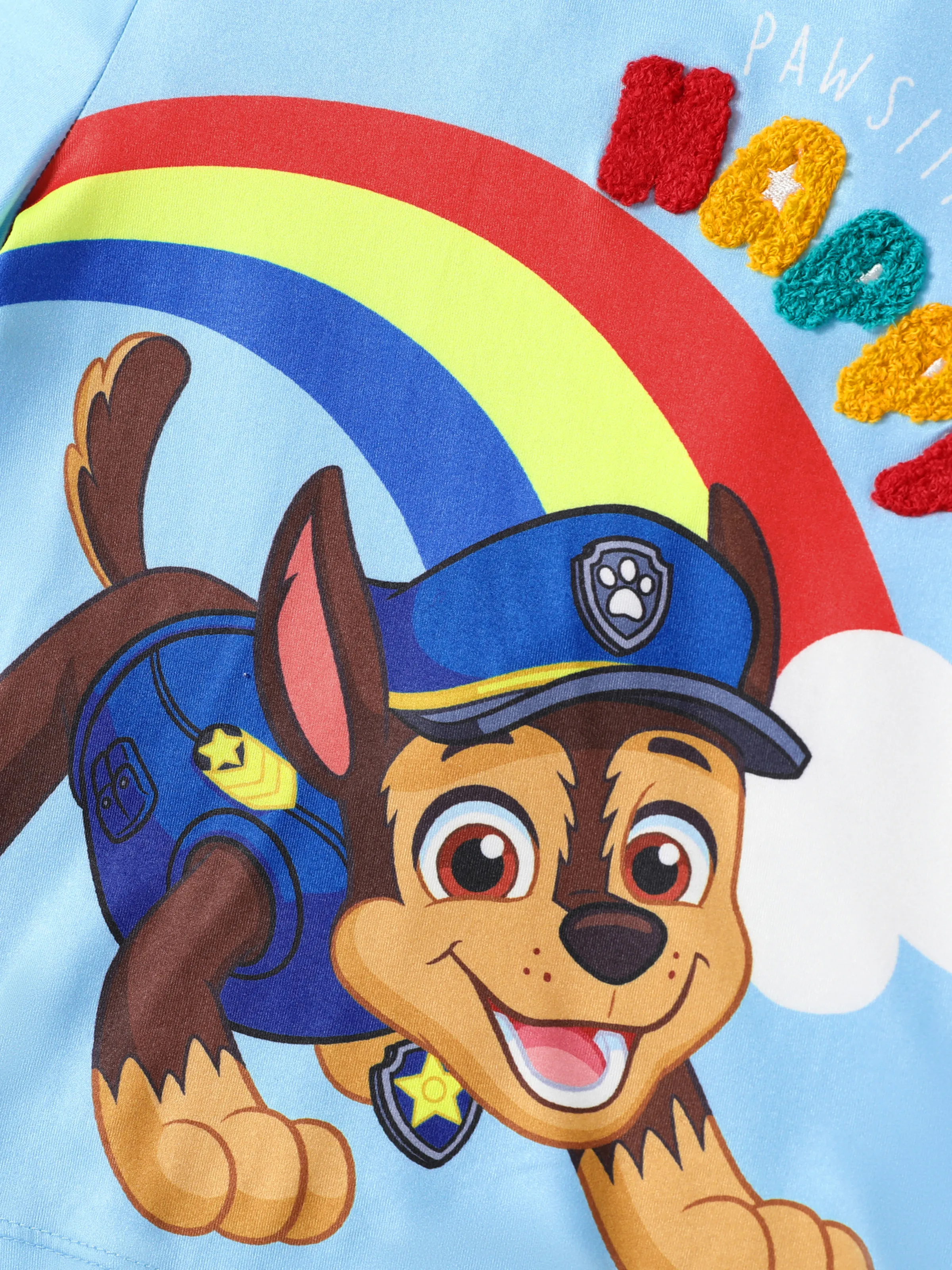 PAW Patrol Toddler Boy Chase 2pcs Rainbow Print T-shirt with Shorts Sporty Set Blue - Image 2