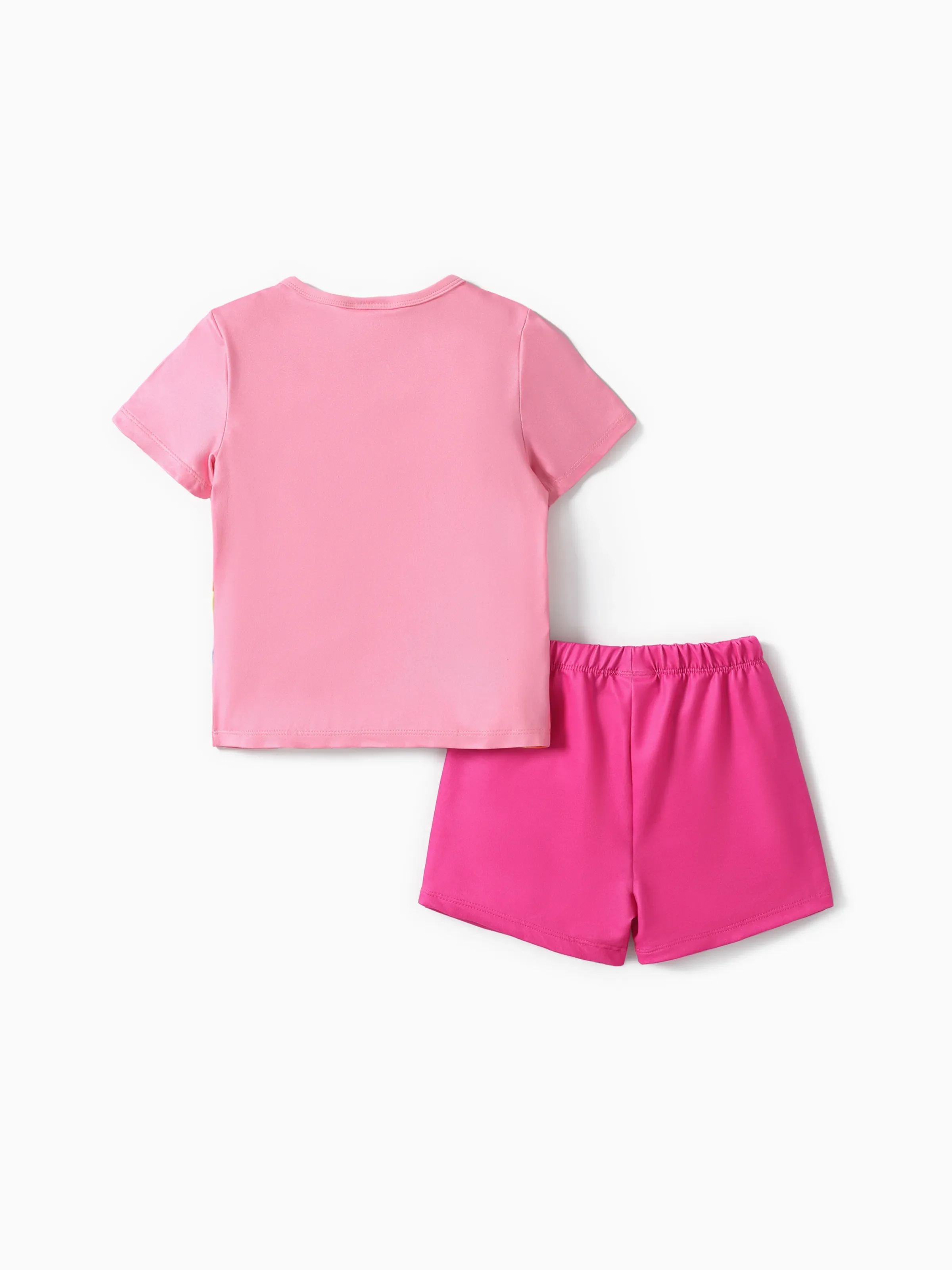 PAW Patrol Toddler Girl Skye 2pcs Rainbow Print T-shirt with Shorts Sporty Set Pink - Image 3