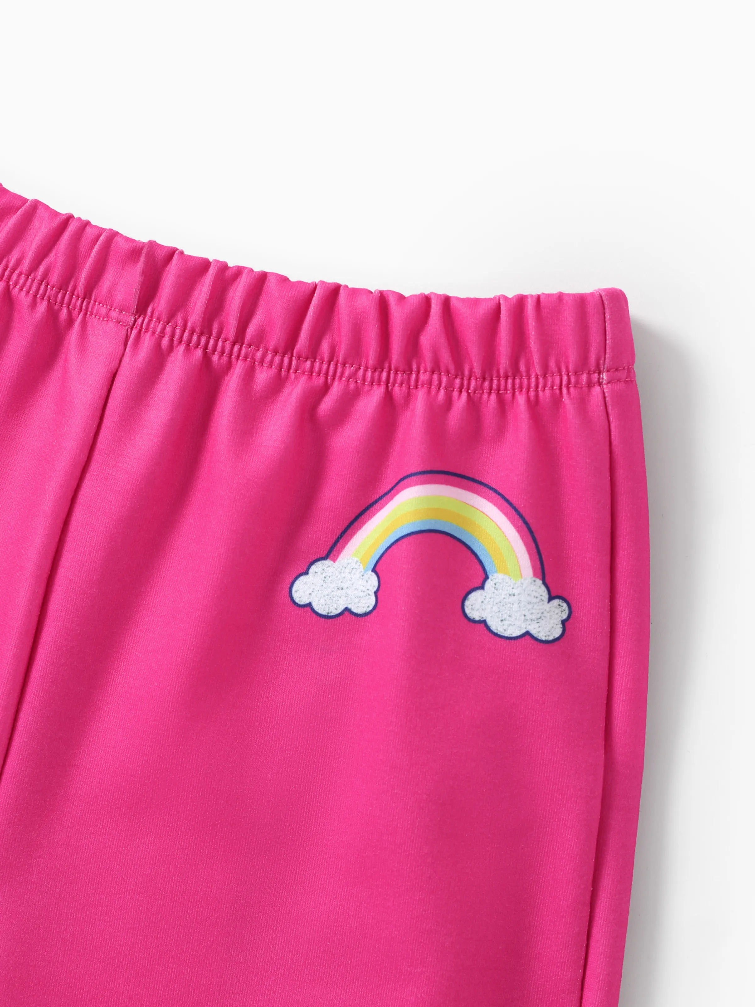 PAW Patrol Toddler Girl Skye 2pcs Rainbow Print T-shirt with Shorts Sporty Set Pink - Image 5