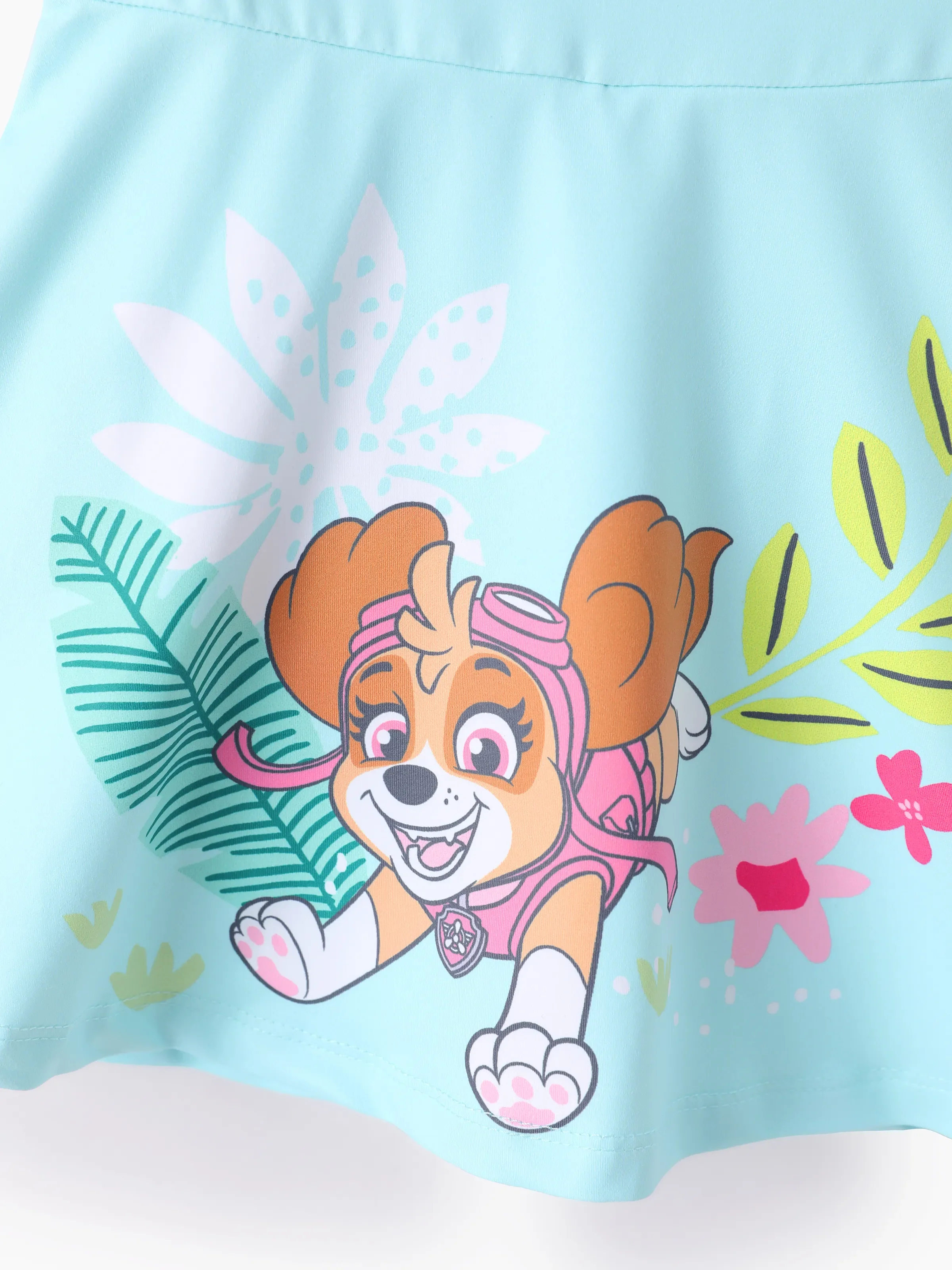 PAW Patrol Toddler/Kid Girl Floral Crisscross Back Dress Turquoise - Image 9