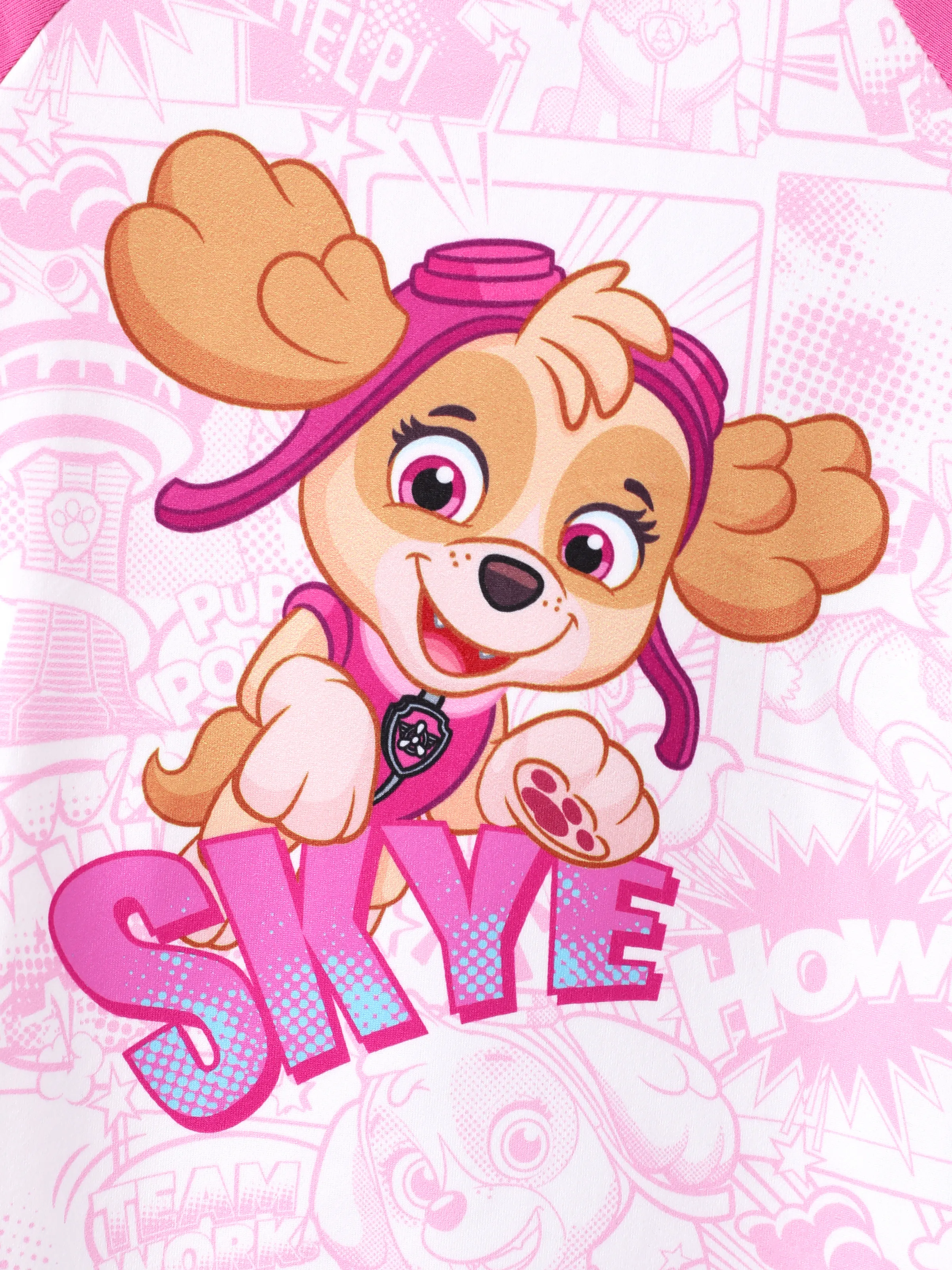 PAW Patrol Toddlers Girl 1pc Chase/Skye/Rubble Graffiti Pattern Colorblock Short-sleeve Top Pink - Image 2