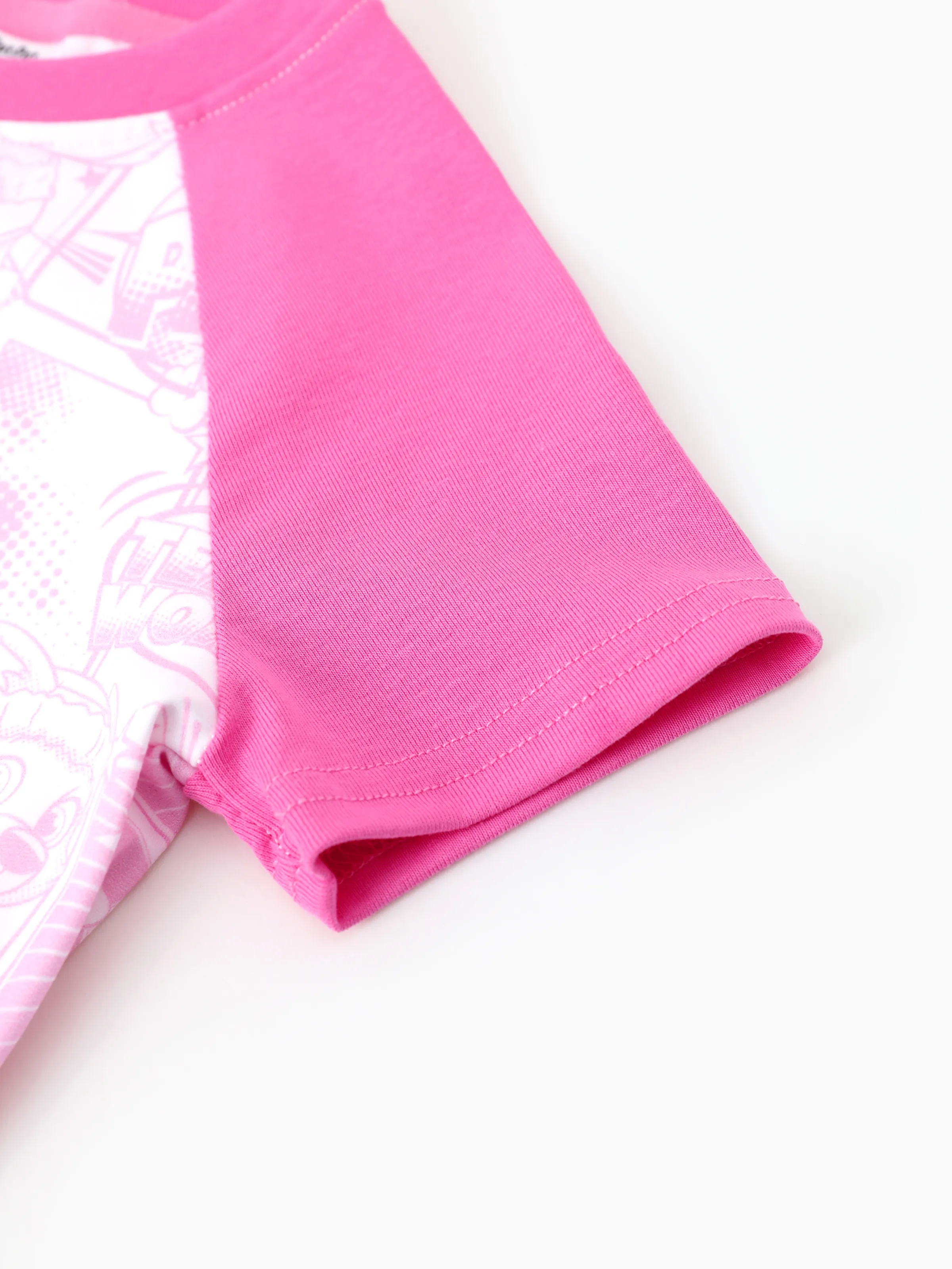 PAW Patrol Toddlers Girl 1pc Chase/Skye/Rubble Graffiti Pattern Colorblock Short-sleeve Top Pink - Image 5