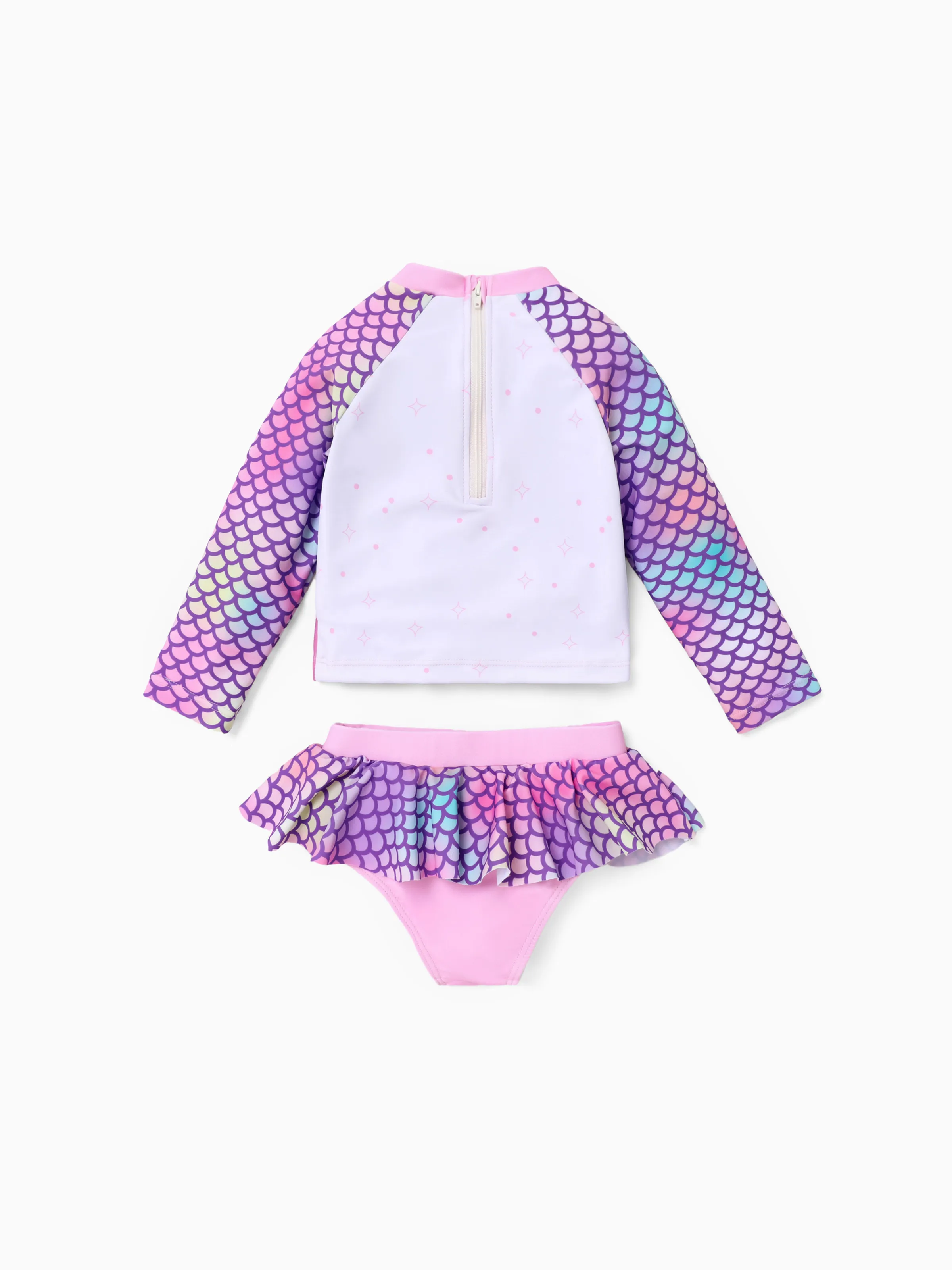 Peppa Pig Toddler Girl Fish 2pcs Scale Ombre Pattern UPF 50+ Swimsuit Set Pink - Image 3