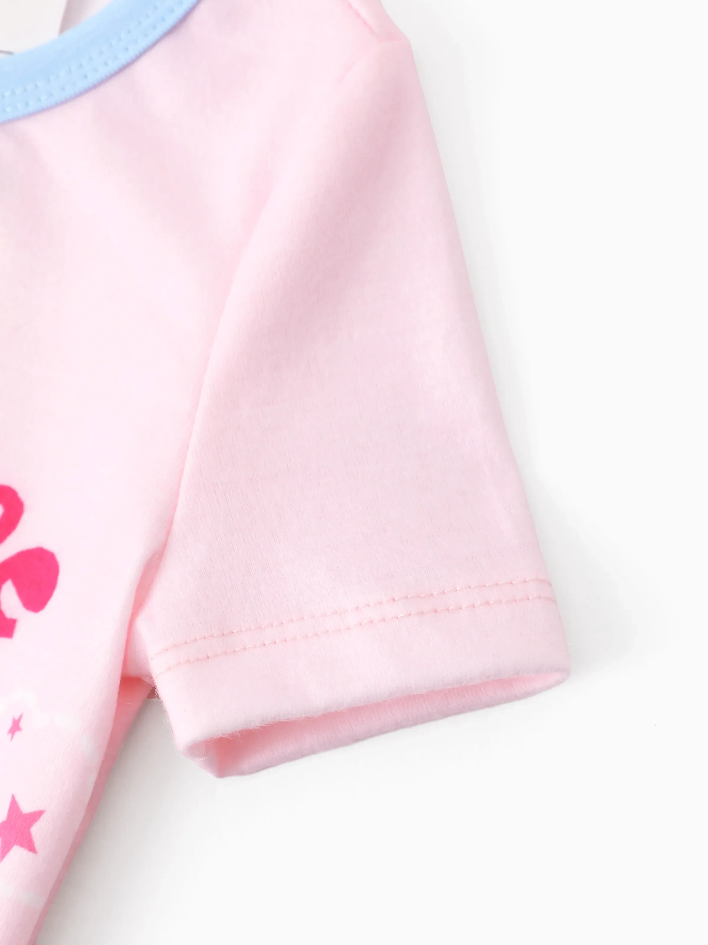 Peppa Pig Toddler Girl 2pcs Naia™ Sleepy Time Stars Print Short-sleeve Snug-Fitting Pajamas Set Pink - Image 5