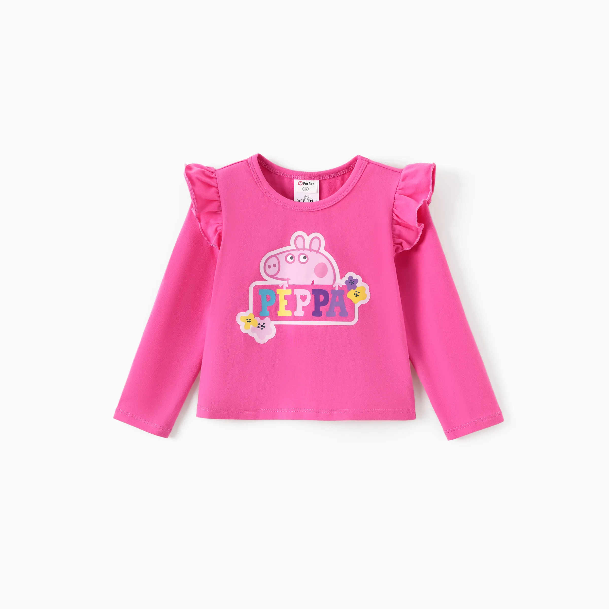 Peppa Pig Toddler Girl 2pcs Strawberry Donuts Flutter Long-sleeve T-shirt with Skirt Set Hot Pink - Image 5