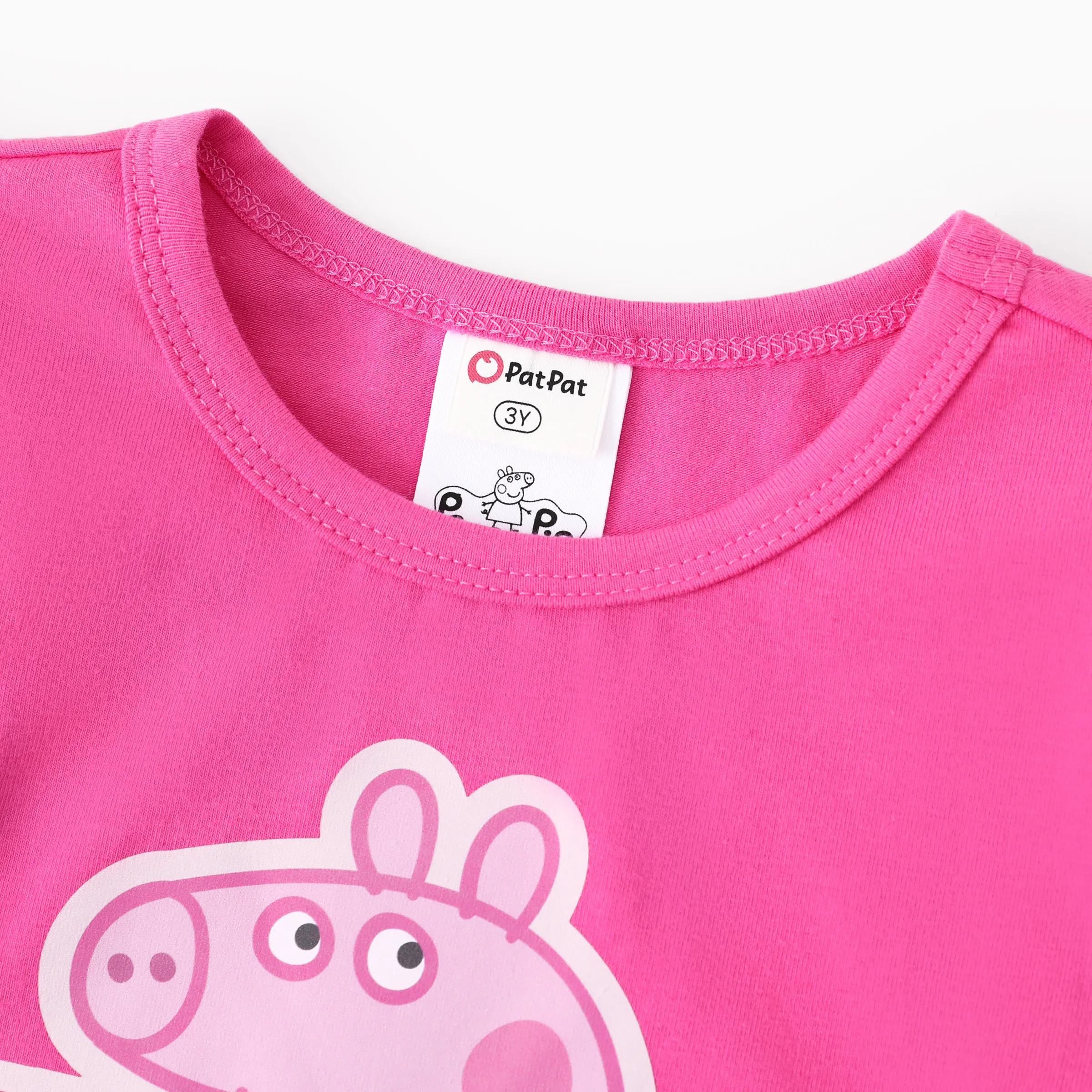 Peppa Pig Toddler Girl 2pcs Strawberry Donuts Flutter Long-sleeve T-shirt with Skirt Set Hot Pink - Image 6