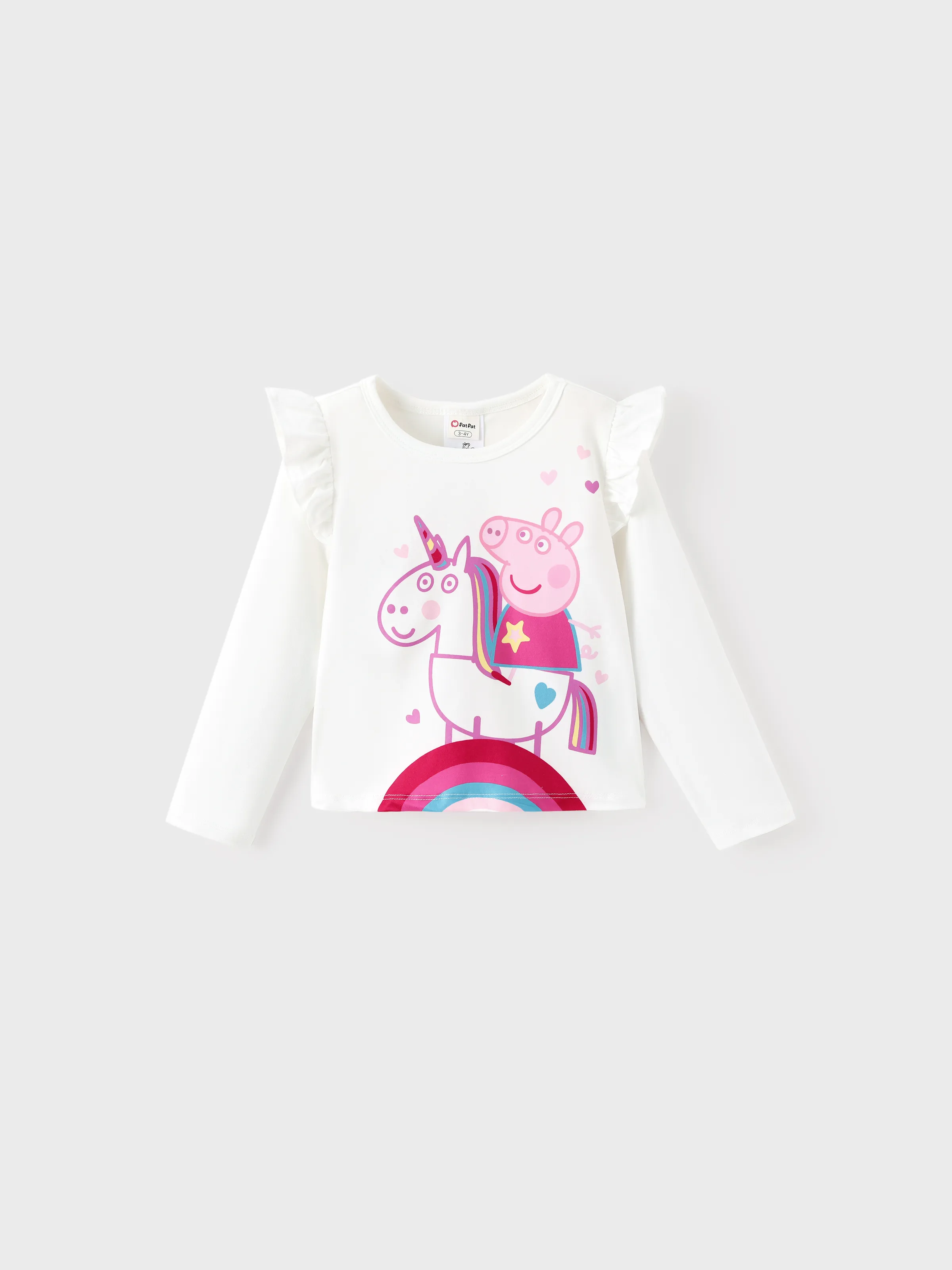 Peppa Pig Toddler Girl 2pcs Strawberry Donuts Flutter Long-sleeve T-shirt with Skirt Set Sequins Pink - Image 3