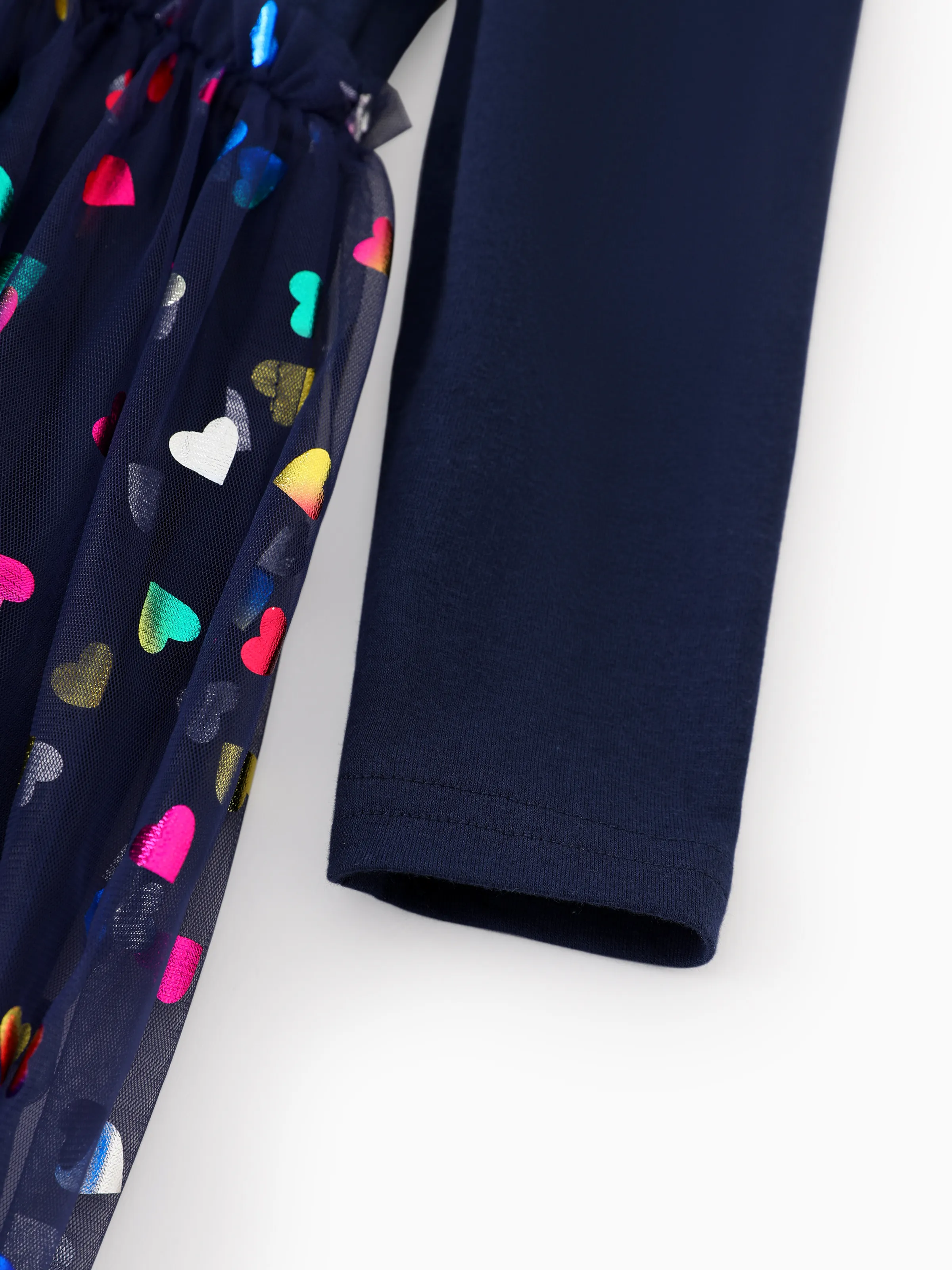 Peppa Pig Toddler Girl Peppa Pattern Long Sleeve Cotton Dress Deep Blue - Image 8