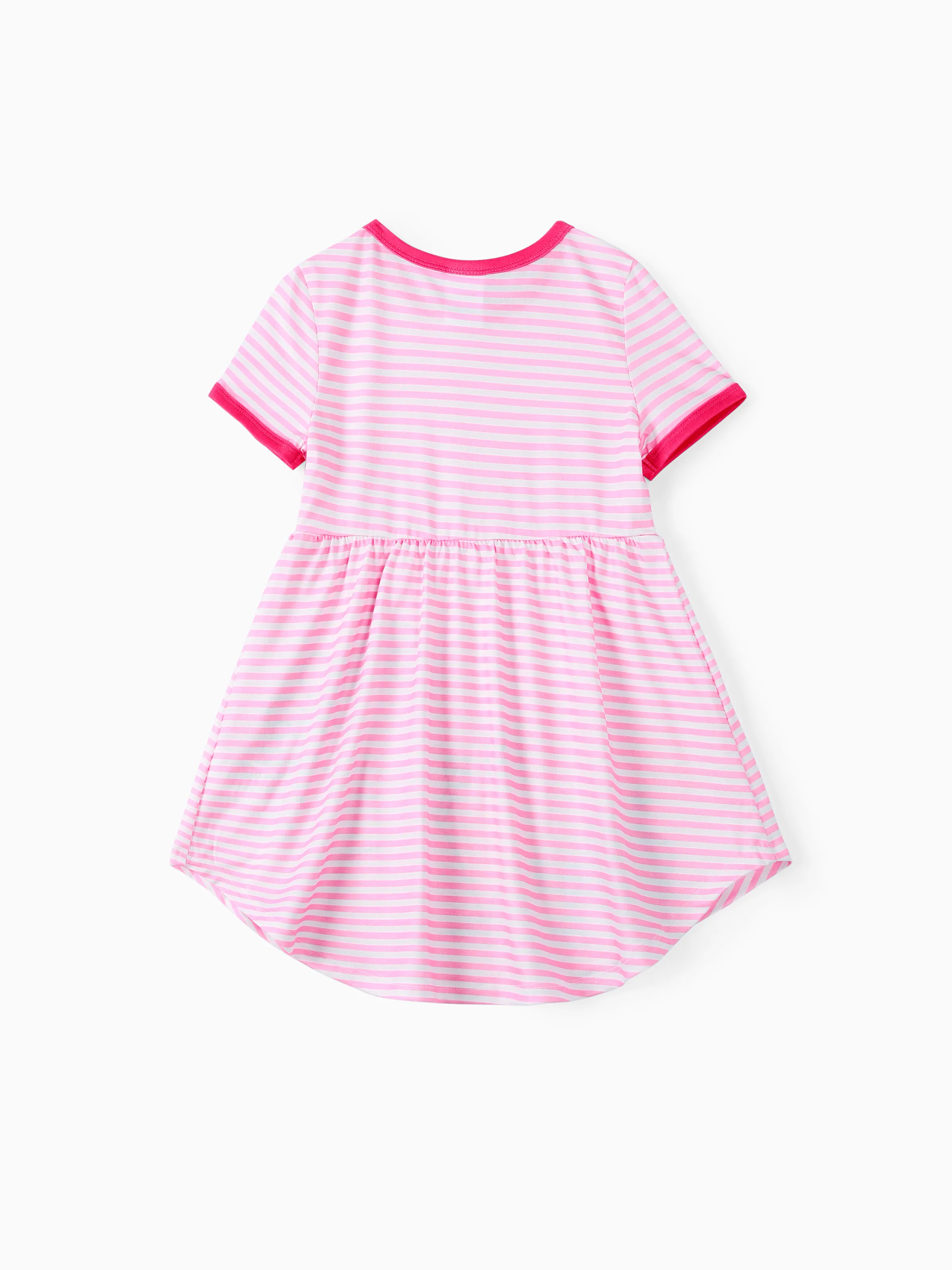 Peppa Pig Toddler Girl Summer Fruit/Grid/Stripe Pattern Dress Pink - Image 3