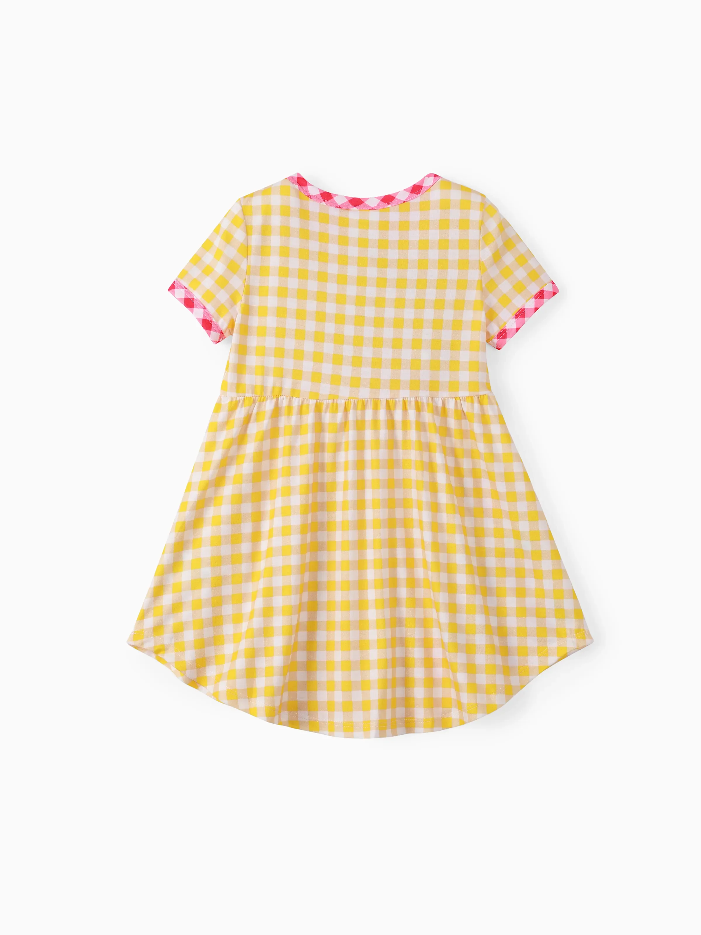 Peppa Pig Toddler Girl Summer Fruit/Grid/Stripe Pattern Dress Yellow - Image 3