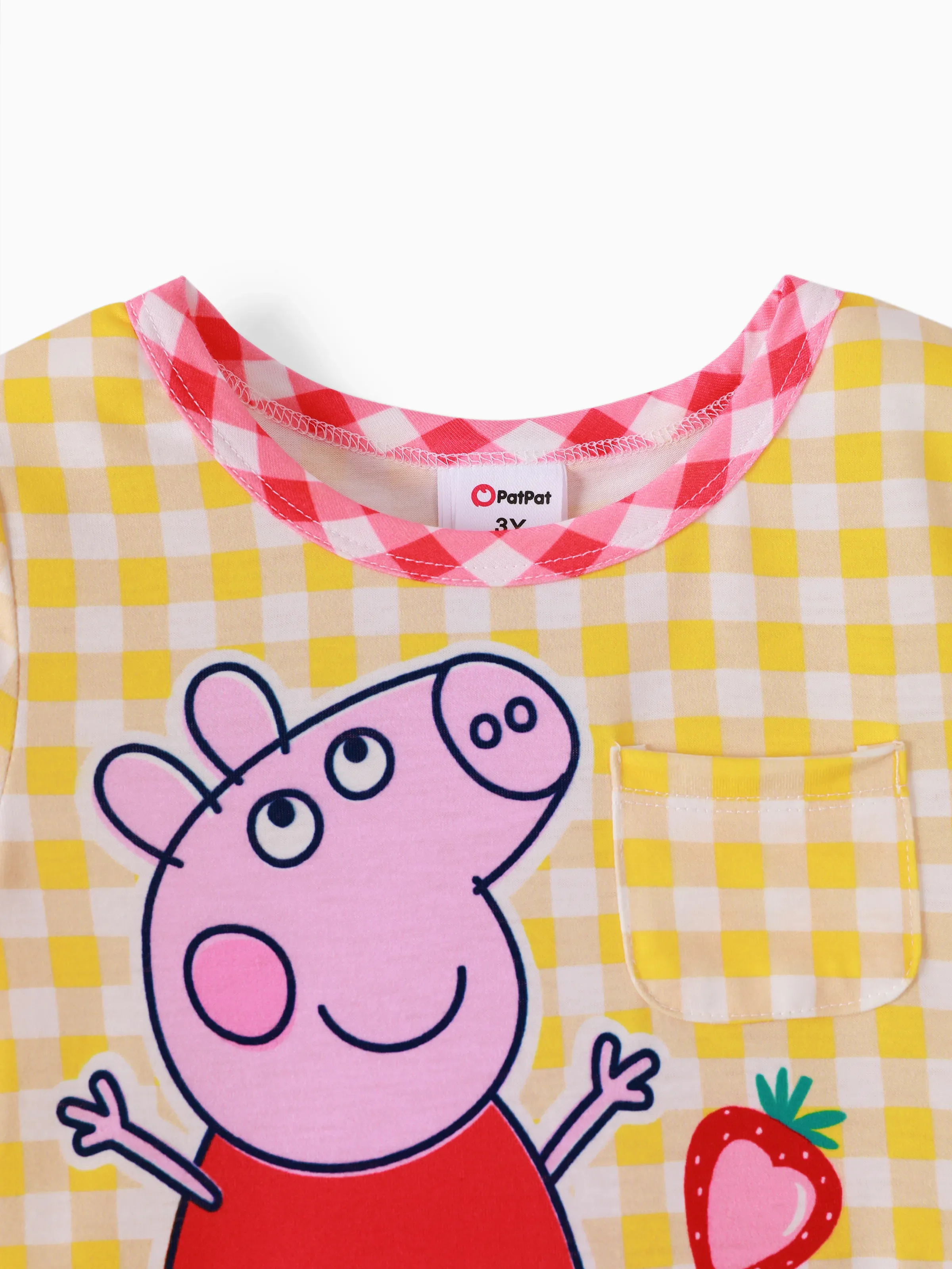 Peppa Pig Toddler Girl Summer Fruit/Grid/Stripe Pattern Dress Yellow - Image 4