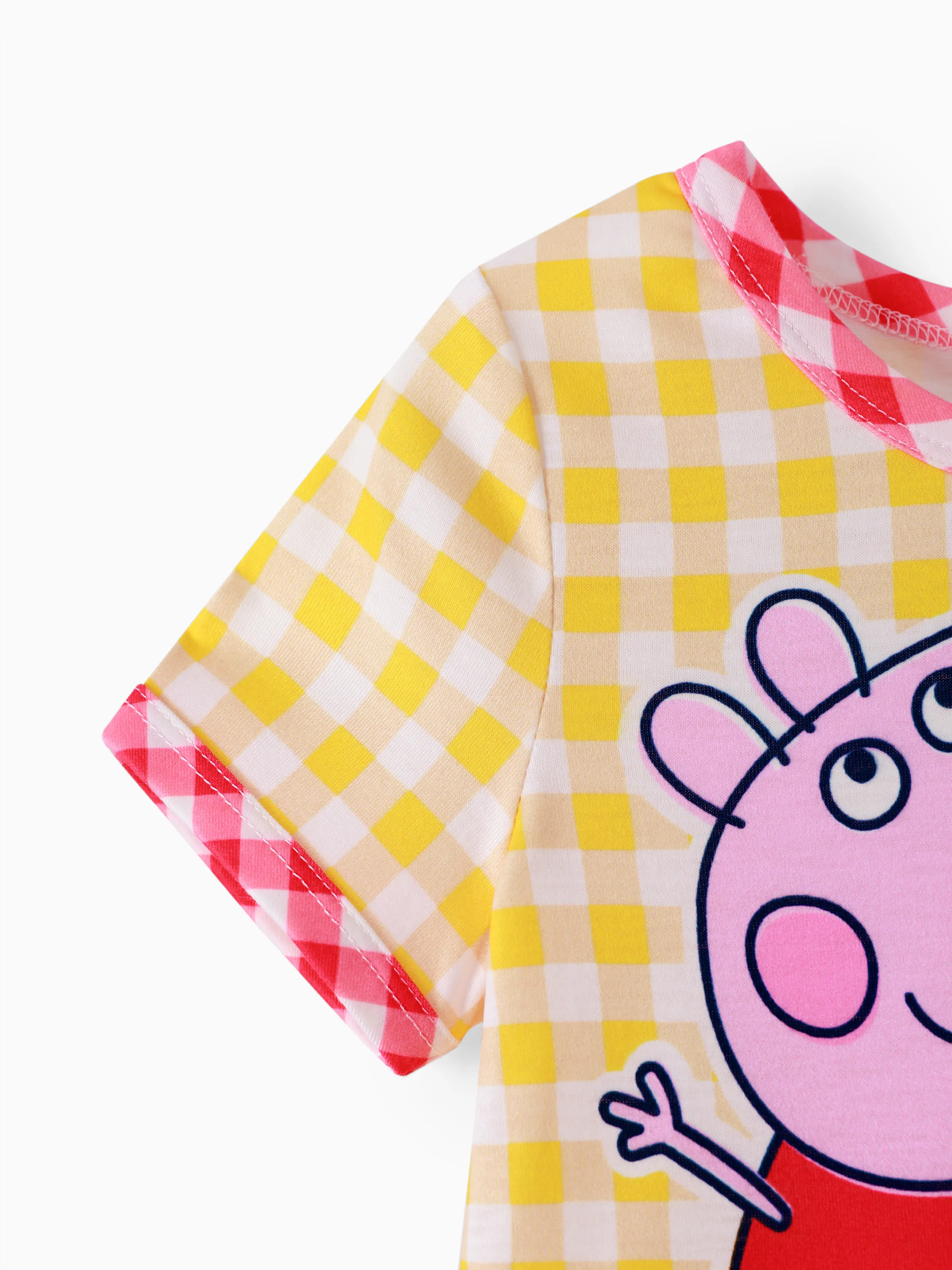 Peppa Pig Toddler Girl Summer Fruit/Grid/Stripe Pattern Dress Yellow - Image 5