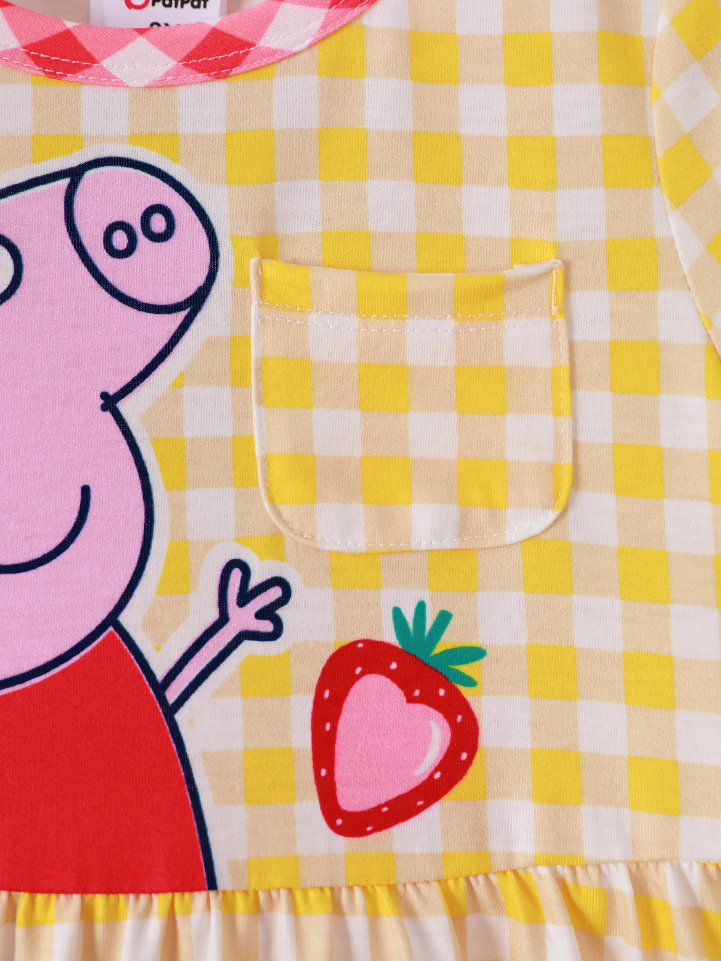 Peppa Pig Toddler Girl Summer Fruit/Grid/Stripe Pattern Dress Yellow - Image 6